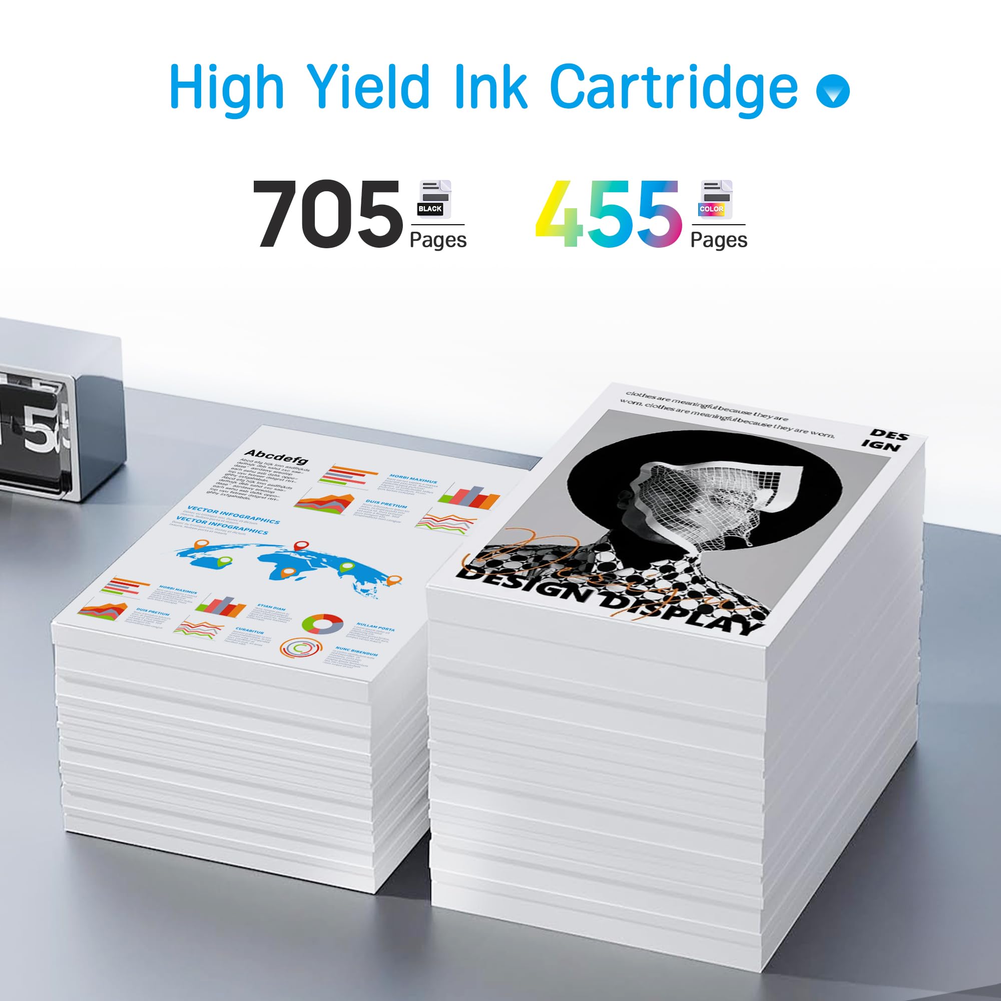 67XL Ink Cartridges Combo Pack - Compatible with HP 67, 67XL, HP67XL - Works with HP DeskJet 2755e, 2755, 2732, 2725, 4155 & Envy 6055, 6075, 6455 Printers - High Yield Replacement Ink for Home & Office Printing