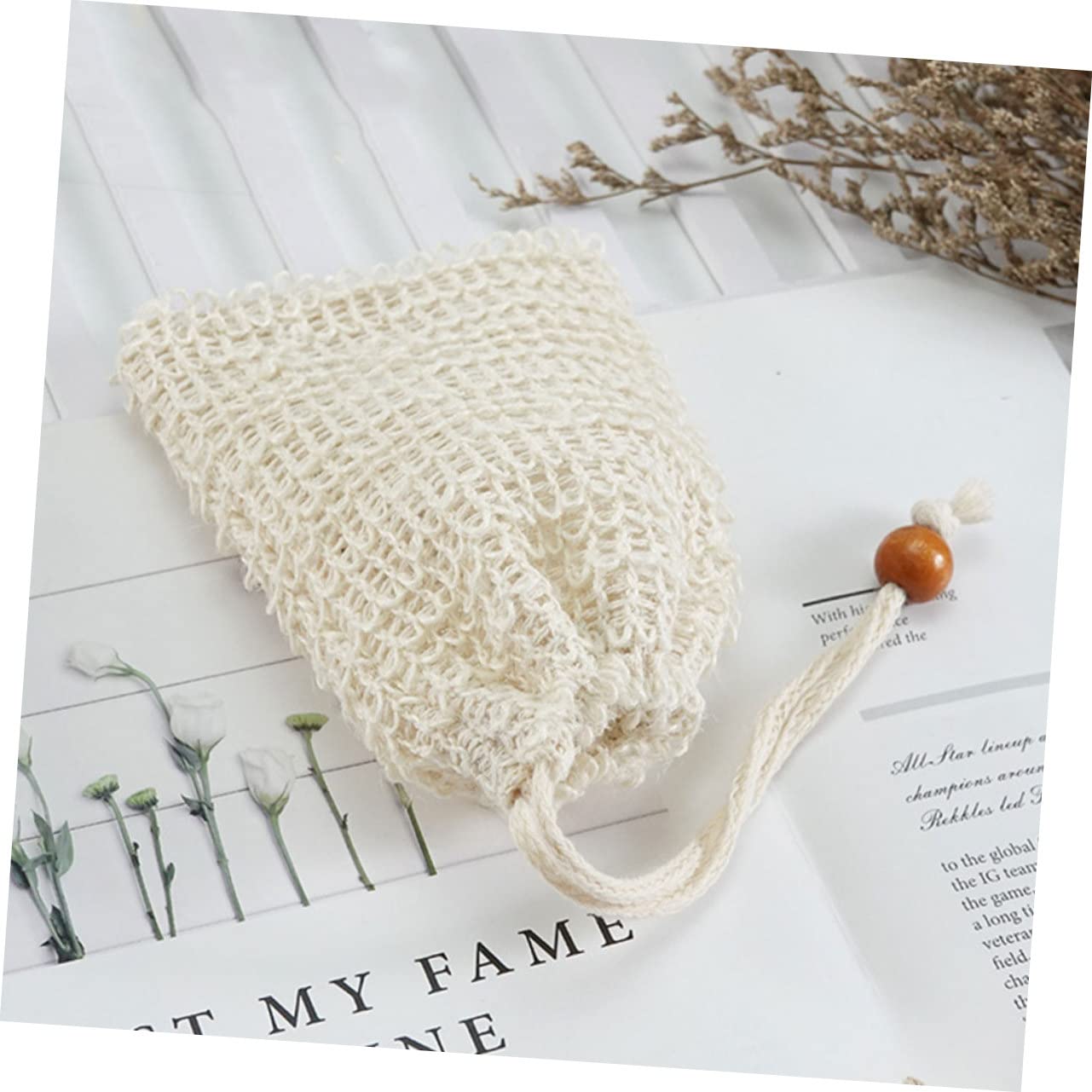5Pcs Sisal Soap Drawstring Bags - Exfoliating Soap Holder for Shower & Face Cleansing | Gentle Skin Exfoliation | Perfect for Travel & Bathroom Organization