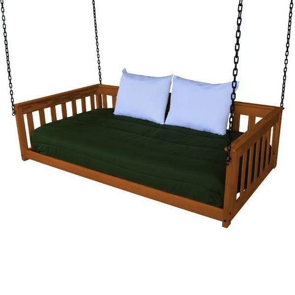 A & L Furniture Mission Style Hanging Daybed with Heavy Duty Chain - Perfect for Porch, Patio, Garden & Outdoor Relaxation