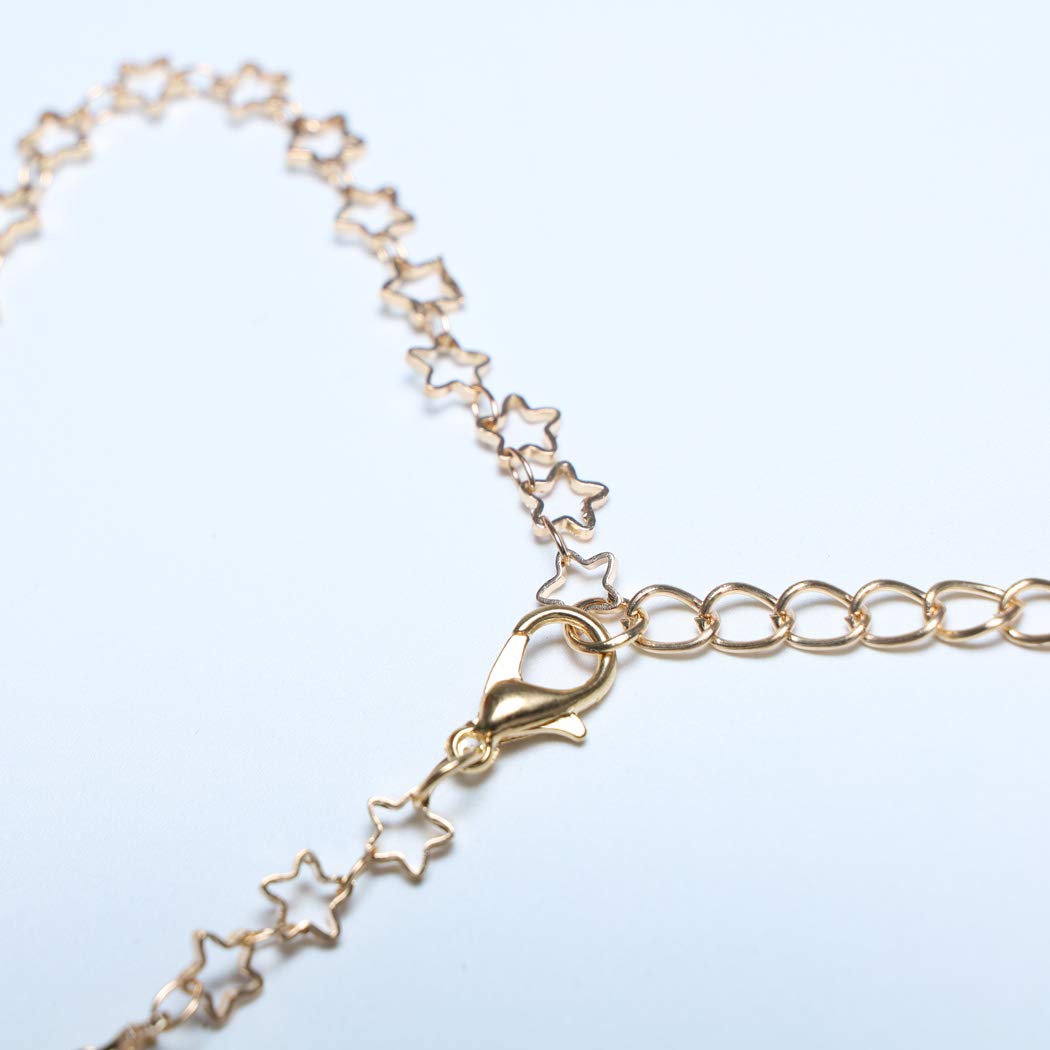 Yienate Elegant Hollow Five-Pointed Star Anklet - Gold Beach Foot Jewelry for Women & Girls | Perfect for Summer Vacations, Pool Parties & Boho Fashion