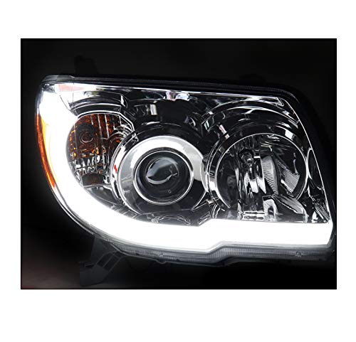 LED Tube Projector Headlights for 2006-2009 Toyota 4Runner - Chrome Housing, Bright White Light - Perfect for Night Driving & Off-Road Adventures