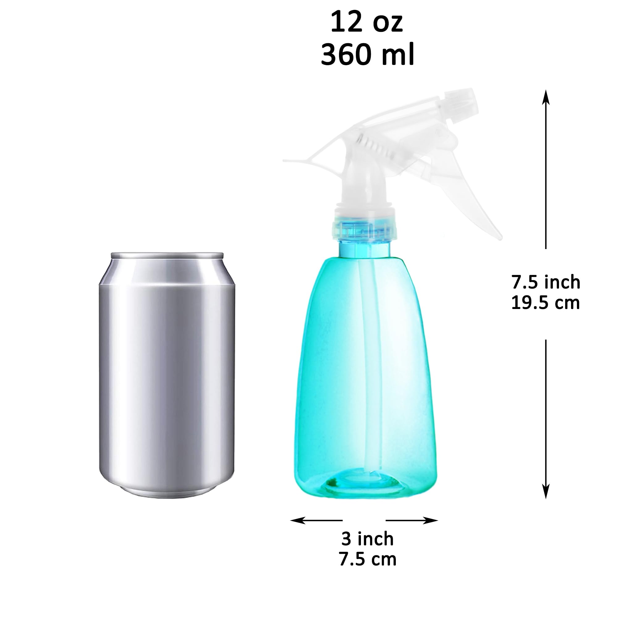 Youngever 6 Pack 12oz Empty Plastic Spray Bottles for Hair, Cleaning, Gardening, and DIY Solutions - Leak Proof Fine Mist Sprayer - Refillable & Reusable (Teal) - Perfect for Salon, Home Cleaning, and Plant Care
