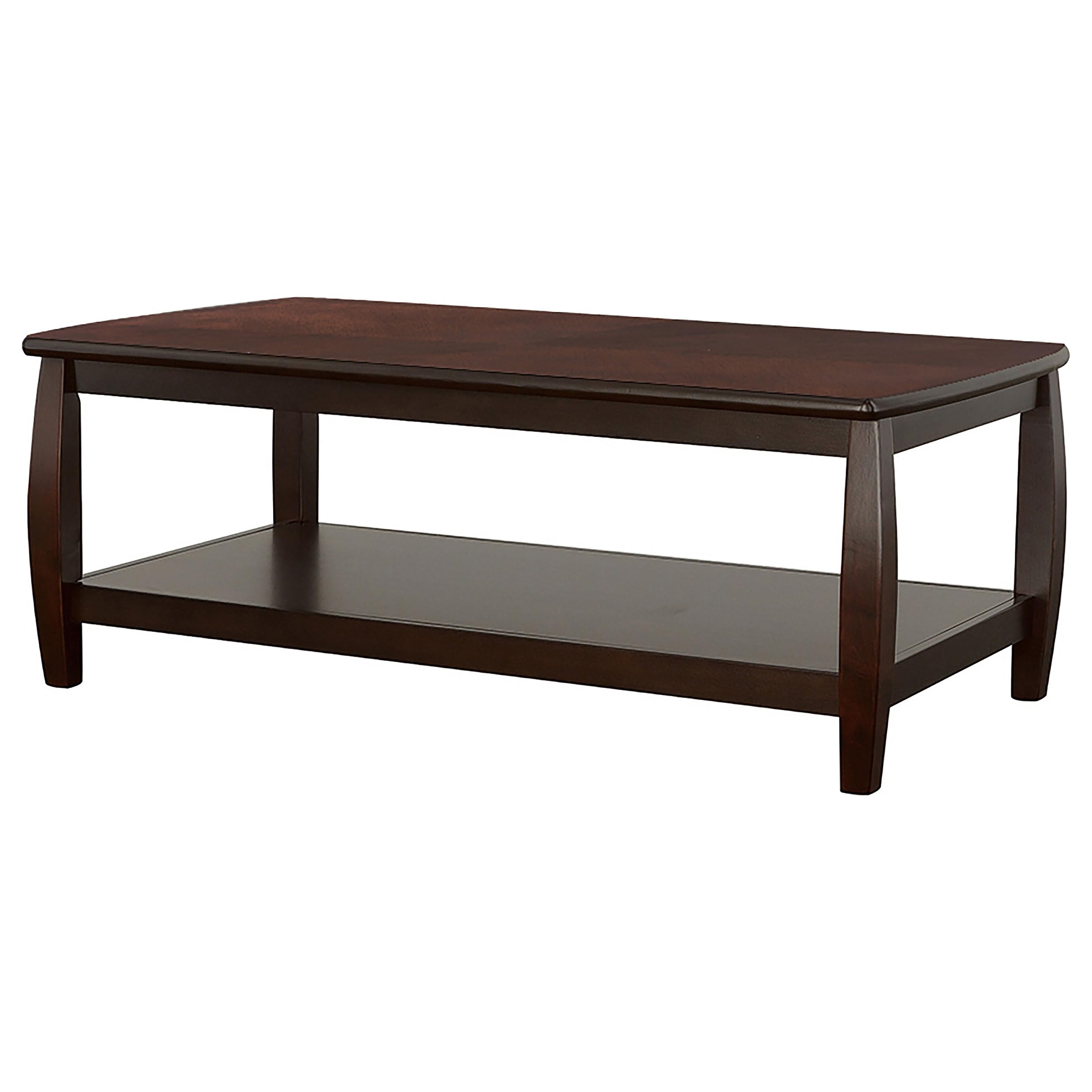 Marina Coffee Table with Shelf in Cappuccino Finish - Modern Living Room Furniture by Coaster - Perfect for Small Spaces & Home Decor 701078