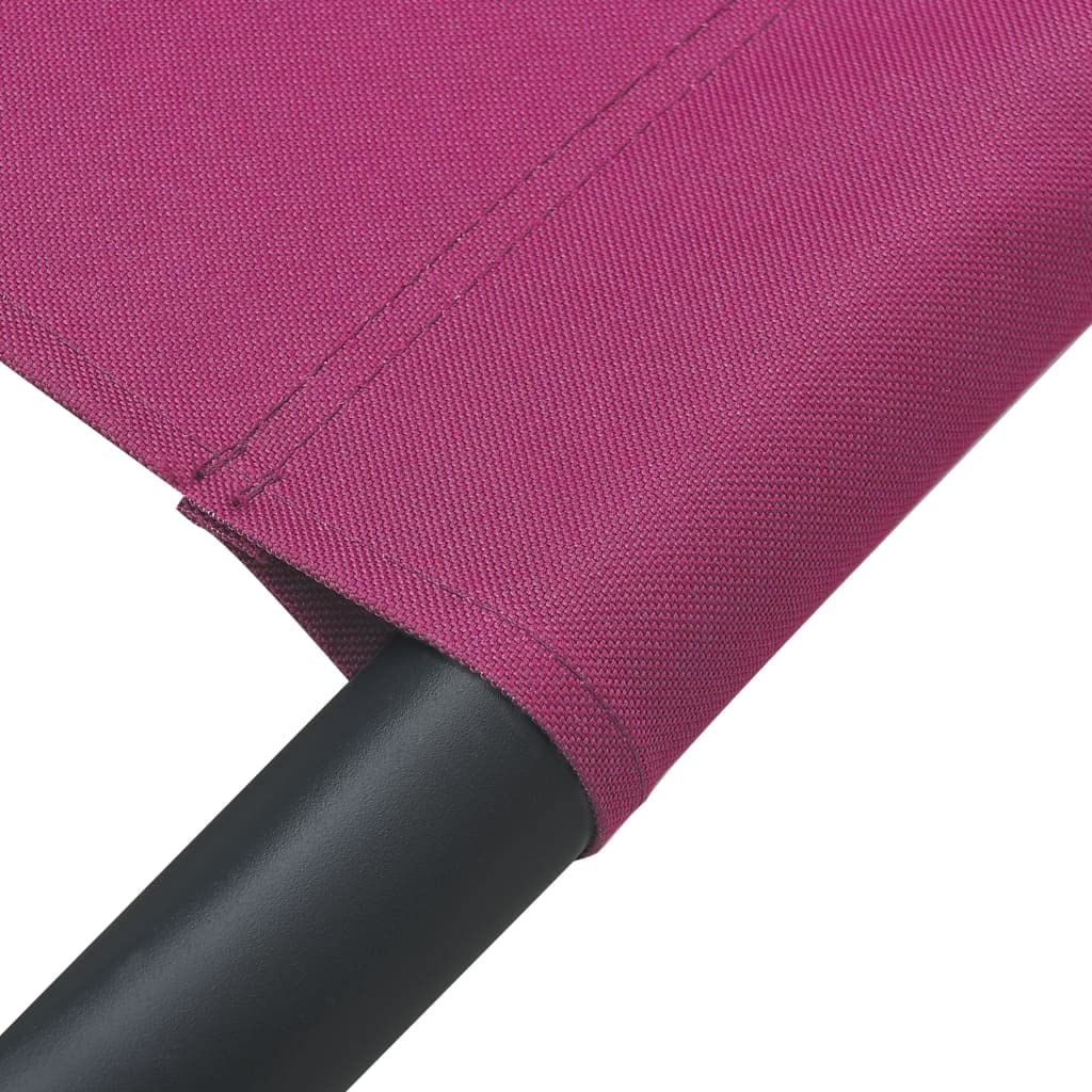 Pink Adjustable Reclining Patio Lounge Bed - Outdoor Fabric Sunbathing Chair for Garden, Beach, Pool & Lawn - Perfect for Relaxing, Tanning & Lounging in Backyard or Seaside