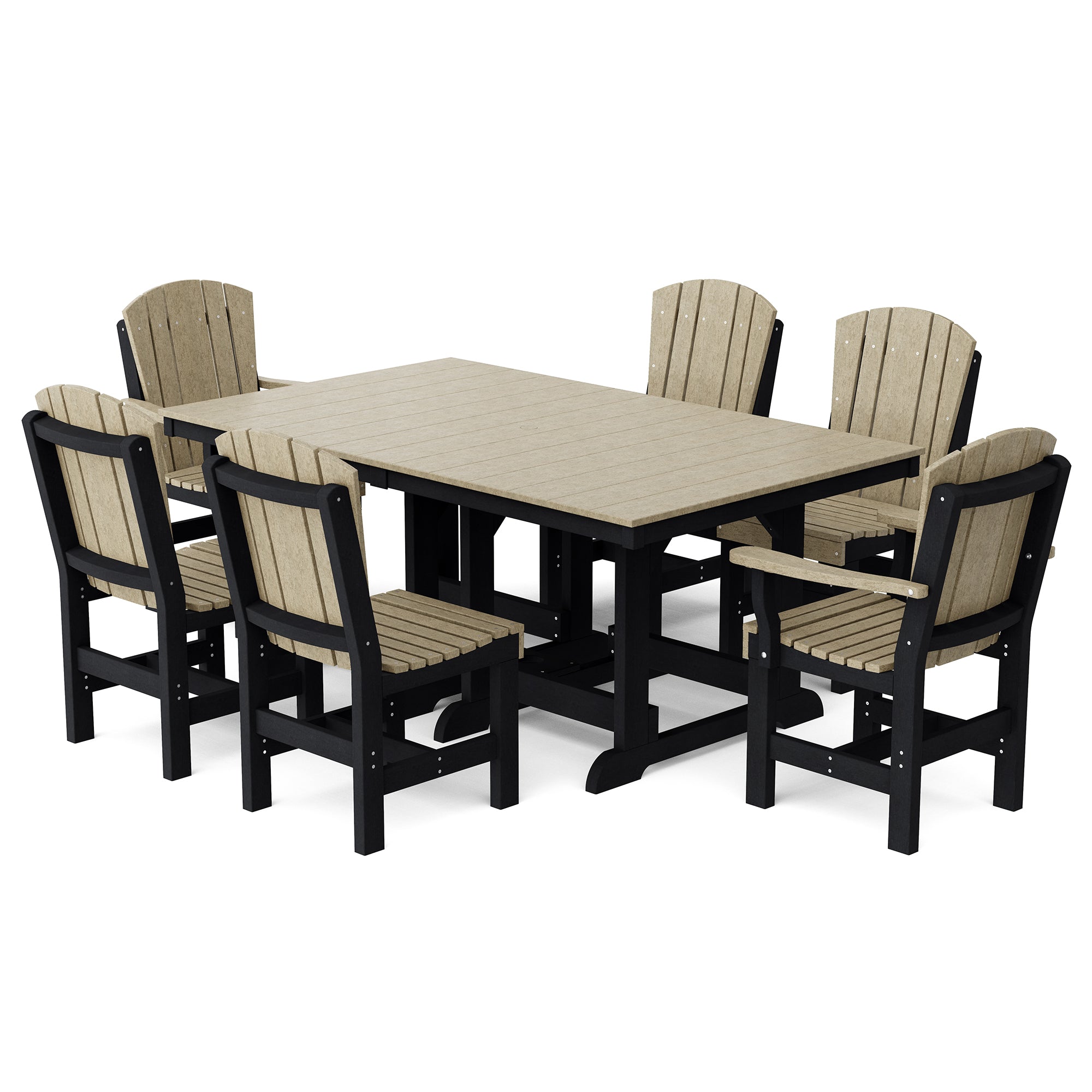 Heritage 7-Piece 44x72 Inch Dining Table Set with Chairs - Perfect for Family Gatherings, Dinner Parties & Outdoor Entertaining