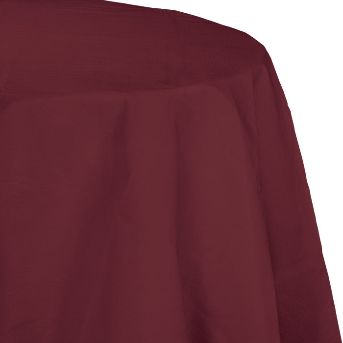 12-Pack Bulk Burgundy Round Paper Tablecloths 82-Inch for Party, Wedding, Banquet & Event Decorations