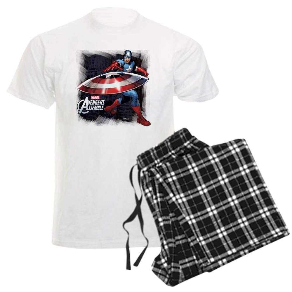 Captain America With Shield Men's Light Pajama Set - Superhero Sleepwear for Marvel Fans - Perfect for Lounging, Sleepovers & Comic Conventions