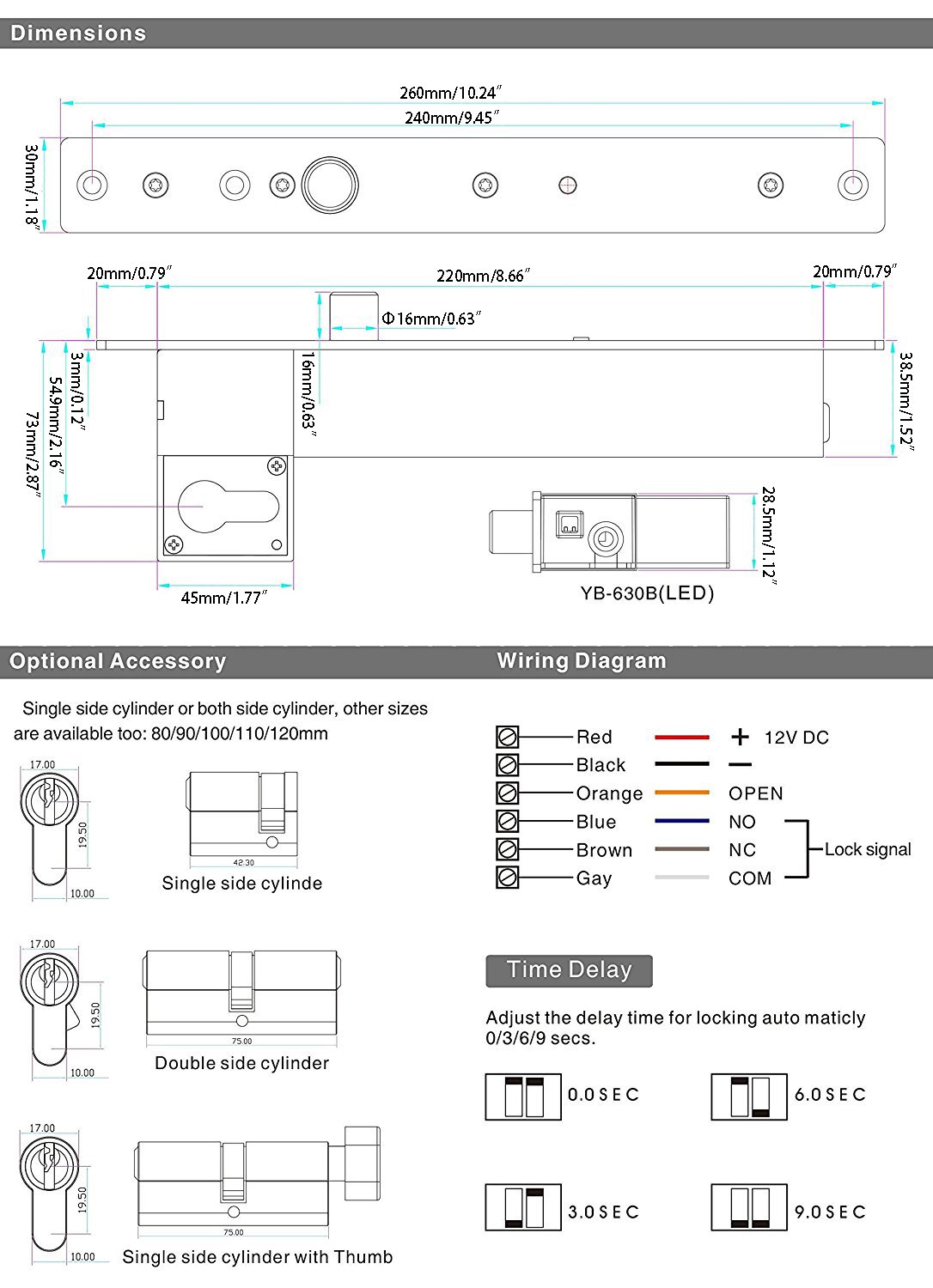 UHPPOTE Electric Drop Bolt Lock - Key & Manual Override, Fail Secure with Cylinder for Secure Access Control | Ideal for Offices, Warehouses & Smart Homes