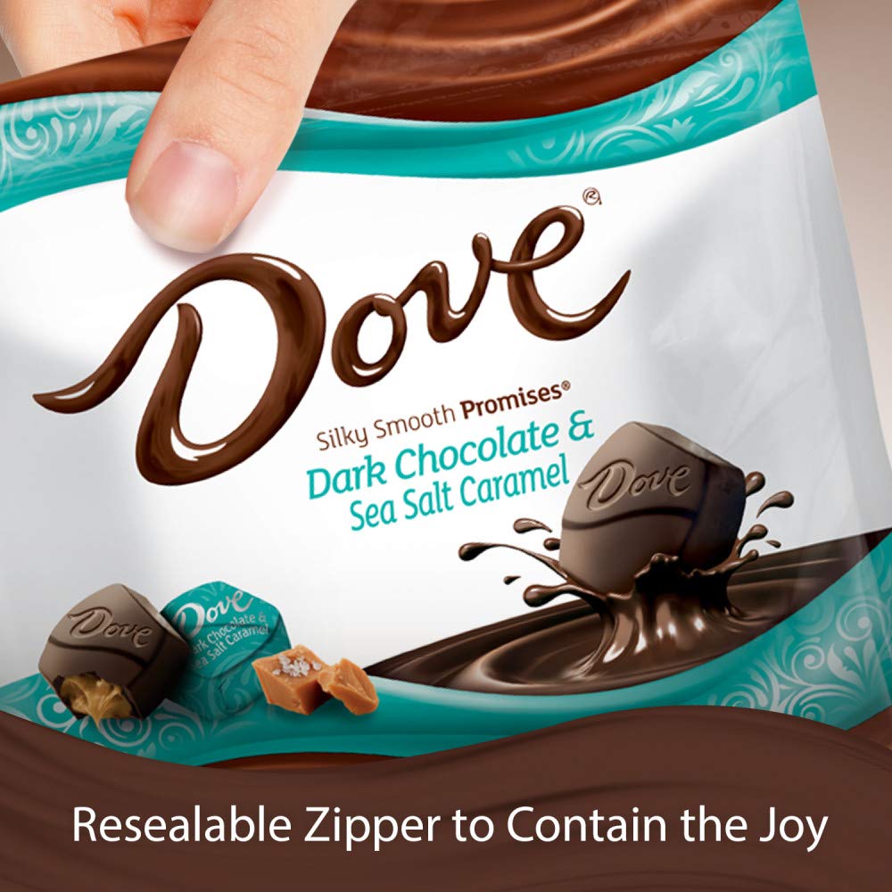 DOVE PROMISES Sea Salt & Caramel Dark Chocolate Candy Bag, 7.61 oz (216g) - Gourmet Chocolate Treats for Gifts, Parties & Dessert Lovers