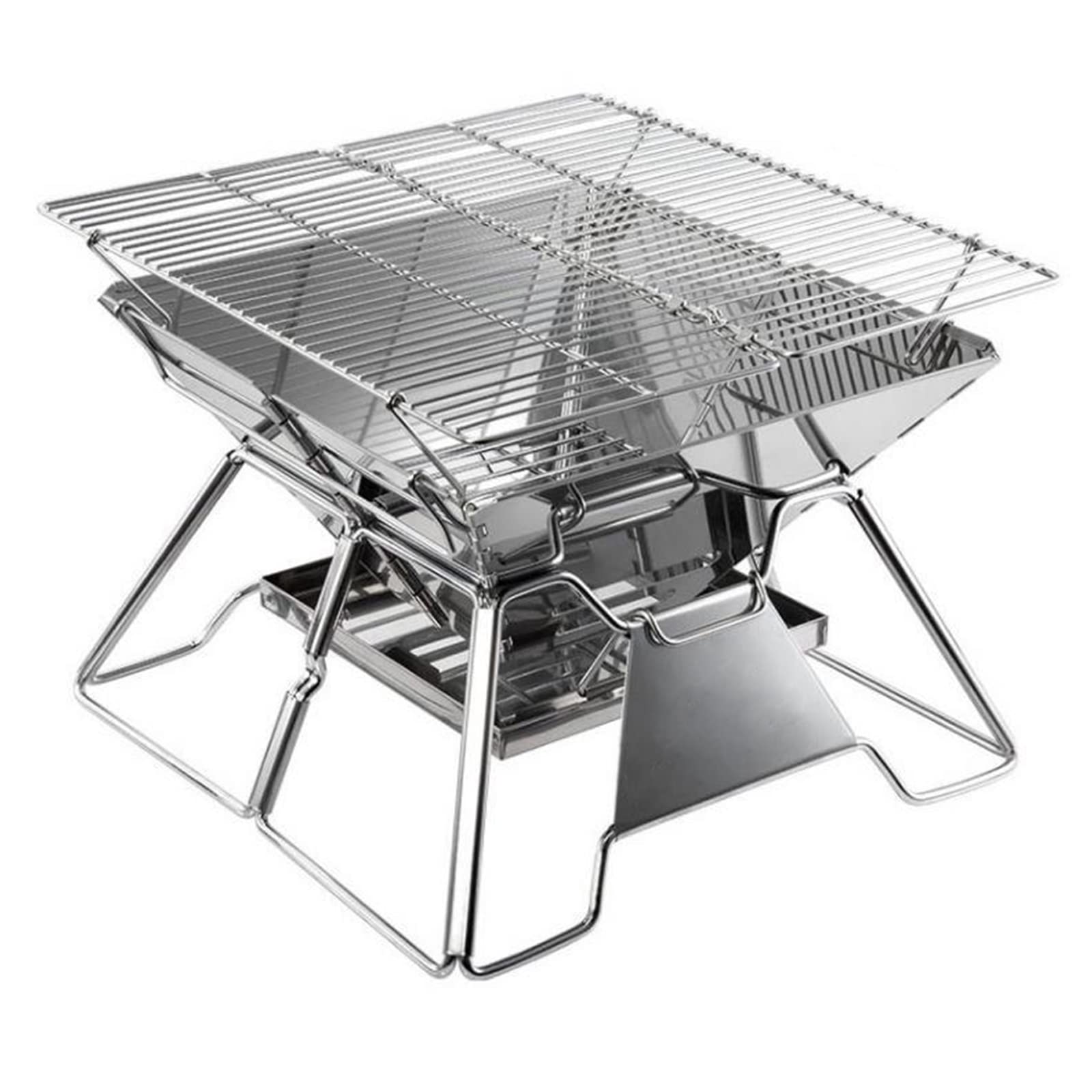 JayHumphrey Portable Folding Campfire Grill - 304 Stainless Steel Outdoor Wood Stove Burner with Carry Bag | Camping, Backpacking, Hiking & BBQ Accessories | Perfect for Picnics, Tailgating and Backyard Gatherings