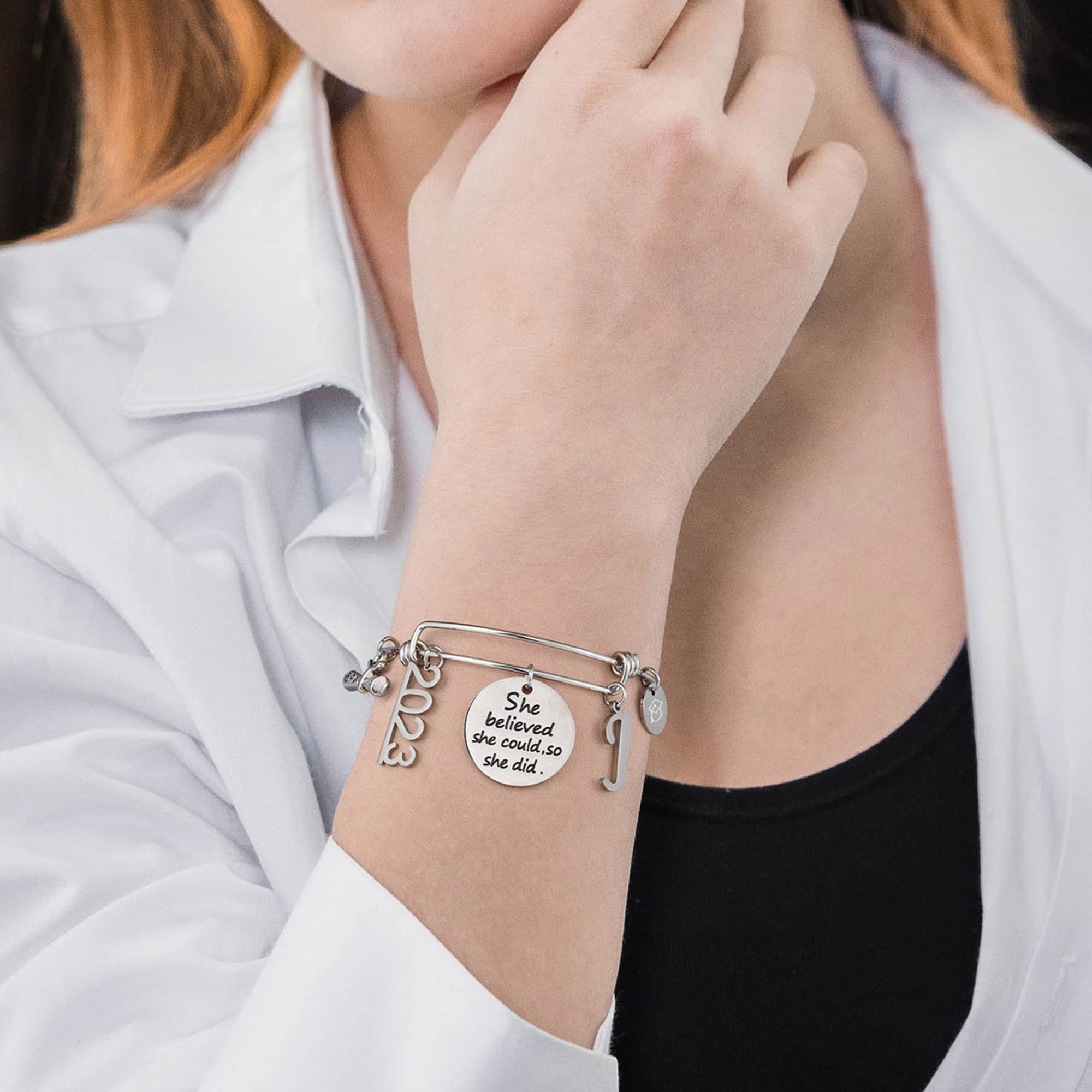 GLIVEOR Graduation Bracelet for Women - Class of 2022 Charm Bracelet, High School & College Graduation Gift for Her - Perfect for Commencement Ceremonies, Graduation Parties & Celebrations