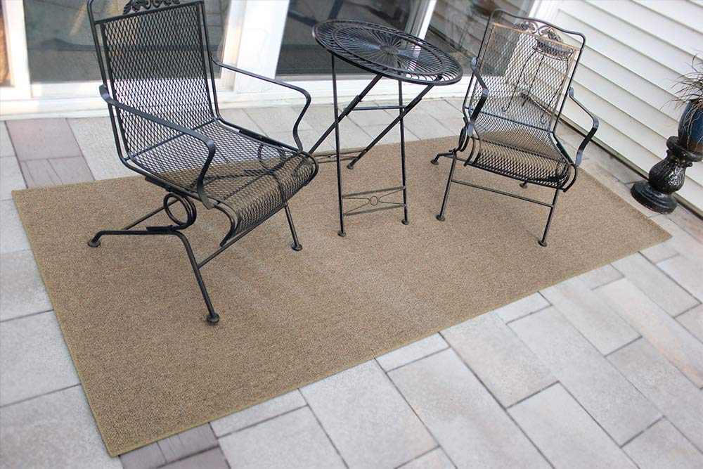 Premium Bound Fabric Finished Edges Indoor/Outdoor Area Rug - 9' Round Non-Slip Carpet for Living Room, Patio, Deck, and Bedroom