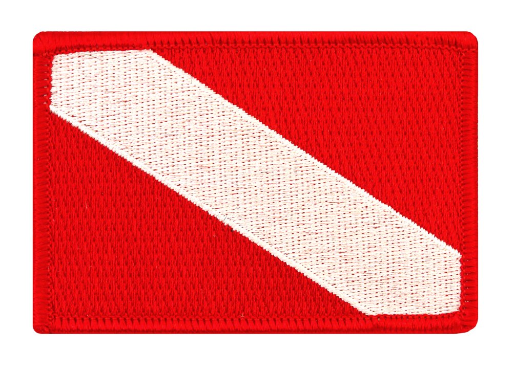 Scuba Diving Flag Patch - Embroidered Iron-On Diver Down Emblem for Wetsuits & Gear | Perfect for Scuba Divers, Snorkelers & Water Sports Enthusiasts