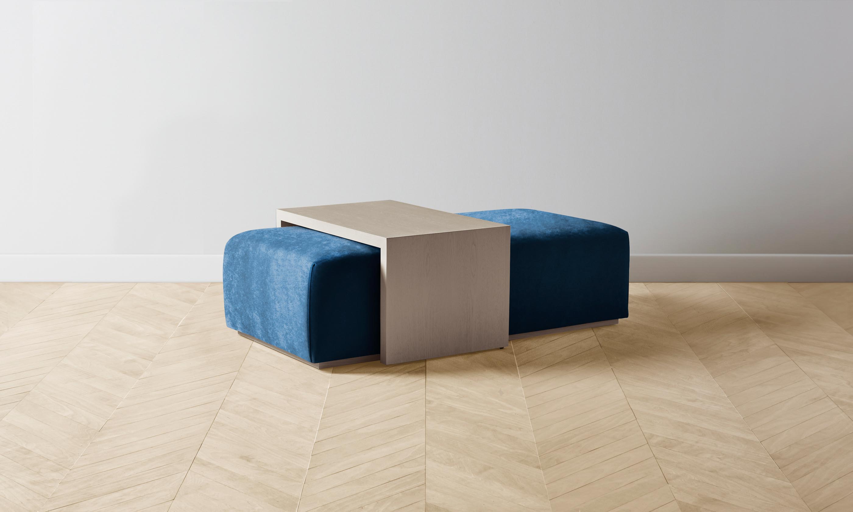 The Bowery Ottoman - Luxe Performance Velvet in Sapphire Blue | Perfect for Living Room, Bedroom & Home Decor