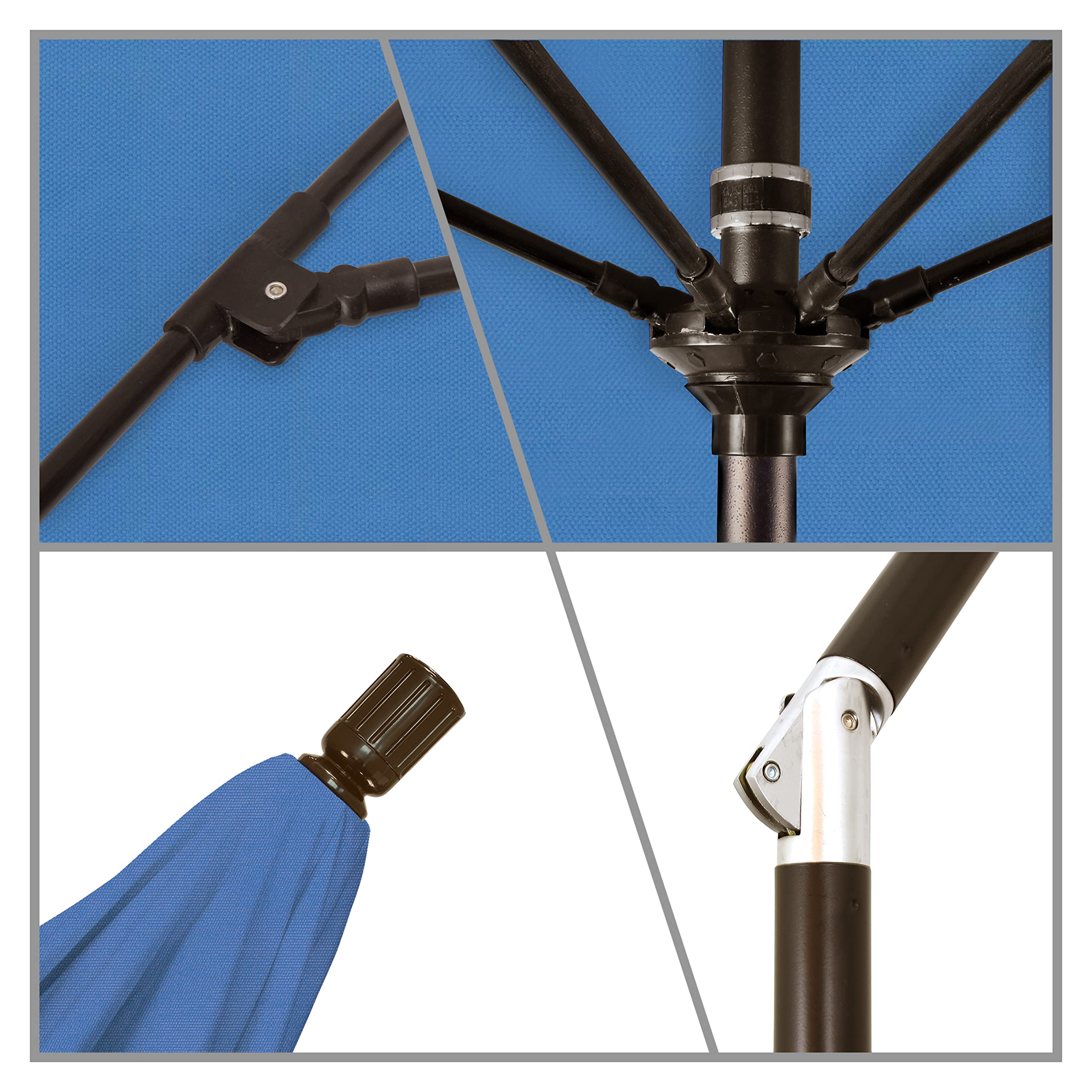 11' Round Aluminum Market Umbrella with Crank Lift & Collar Tilt - Forest Blue (GSCU118117-F26-DWV) | California Umbrella for Patio, Garden, Poolside & Outdoor Dining