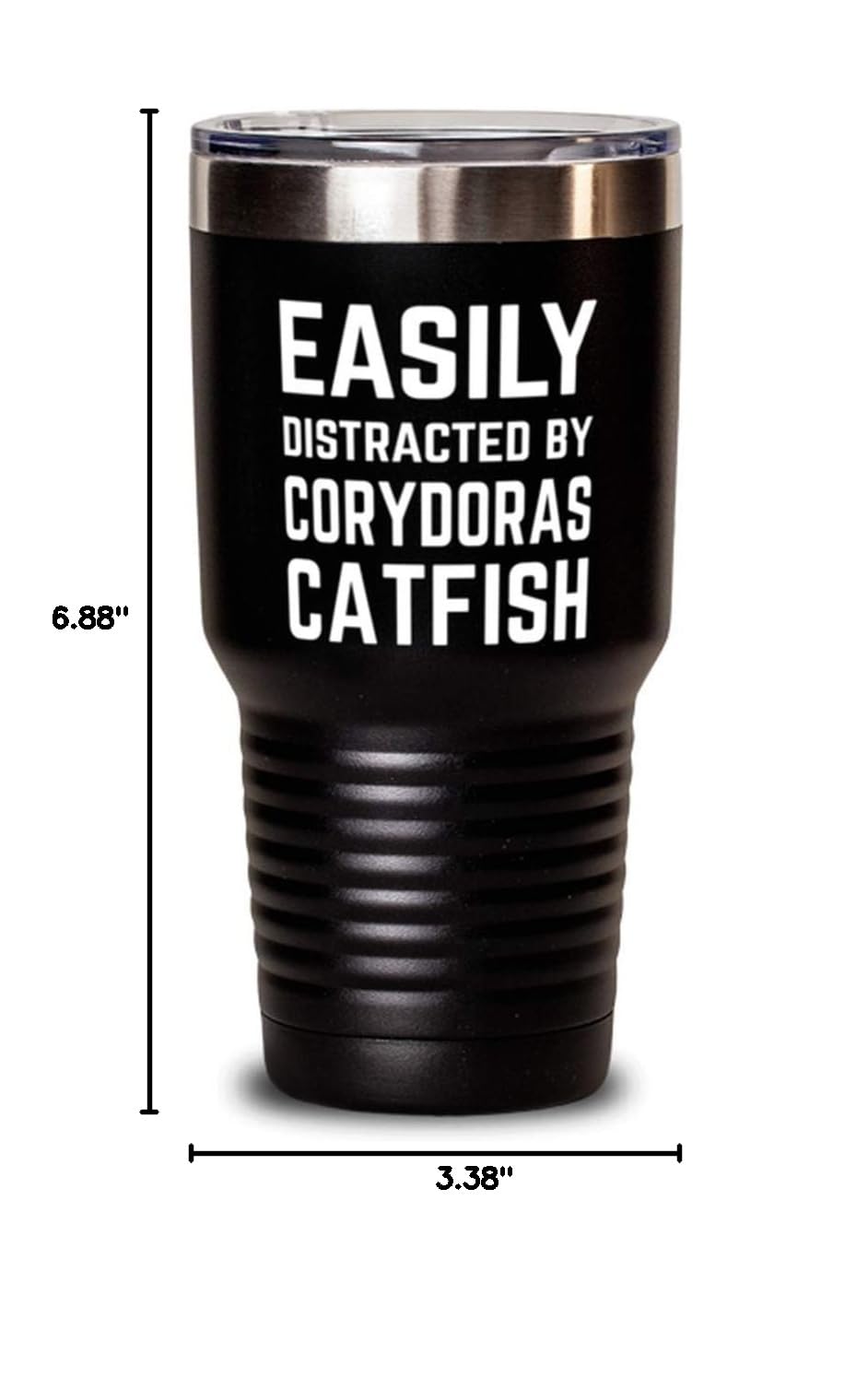 ODDITEES Funny Fish Tumbler - Easily Distracted by Corydoras Catfish Design - 30oz Stainless Steel Insulated Cup - Perfect for Coffee, Tea & Cold Drinks at Home, Office or Outdoor Adventures