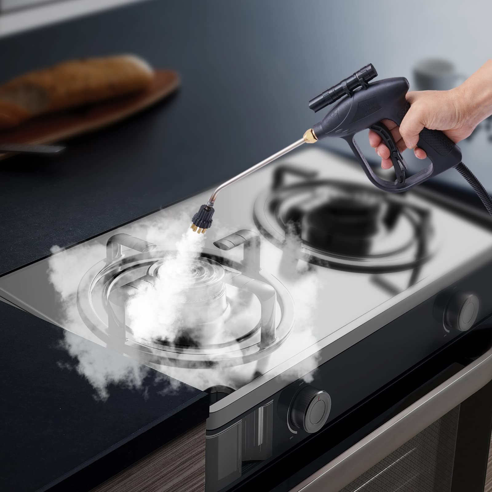 TBVECHI 1600W Handheld Steam Cleaner, 110V High Pressure Steamer with Adjustable Temperature for Deep Cleaning - Perfect for Kitchen, Bathroom, Floors, Cars & Home Appliances (Black)