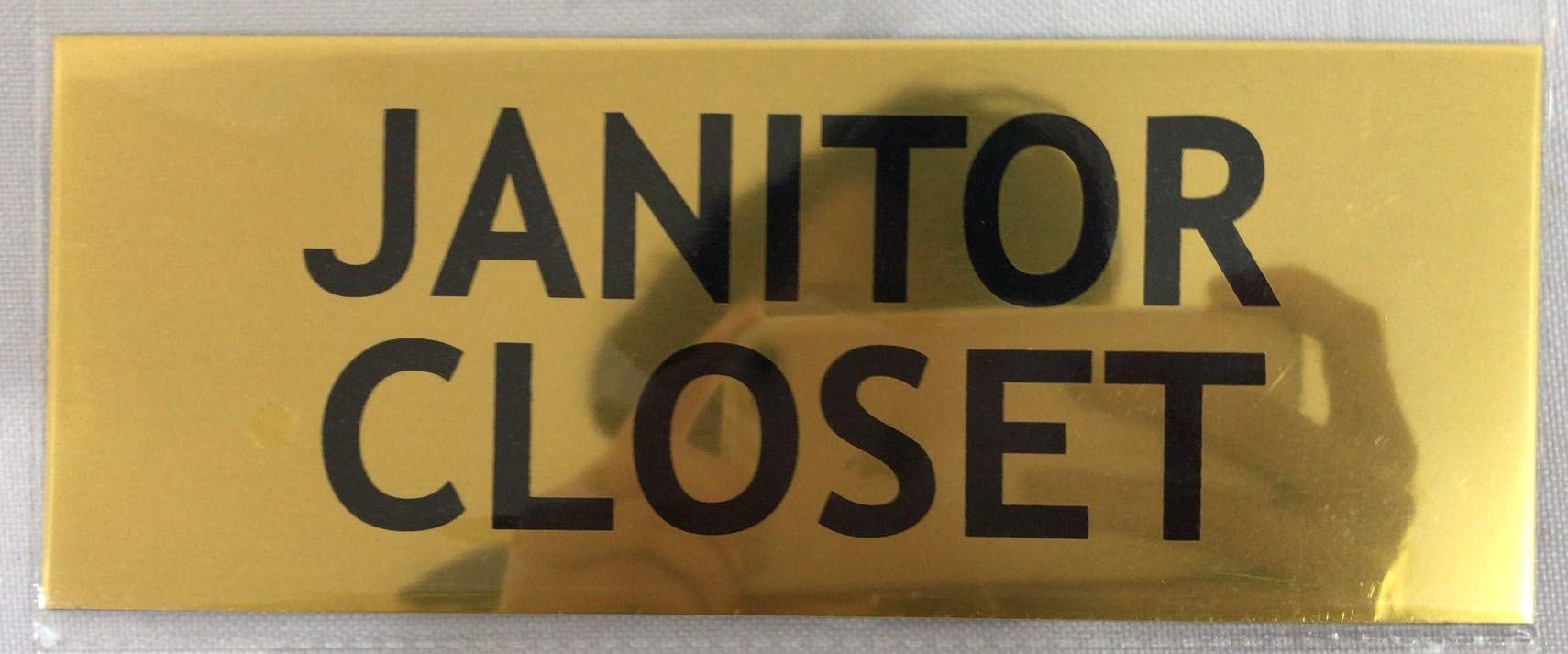 Gold Janitor Closet Sign - Durable Aluminum (2