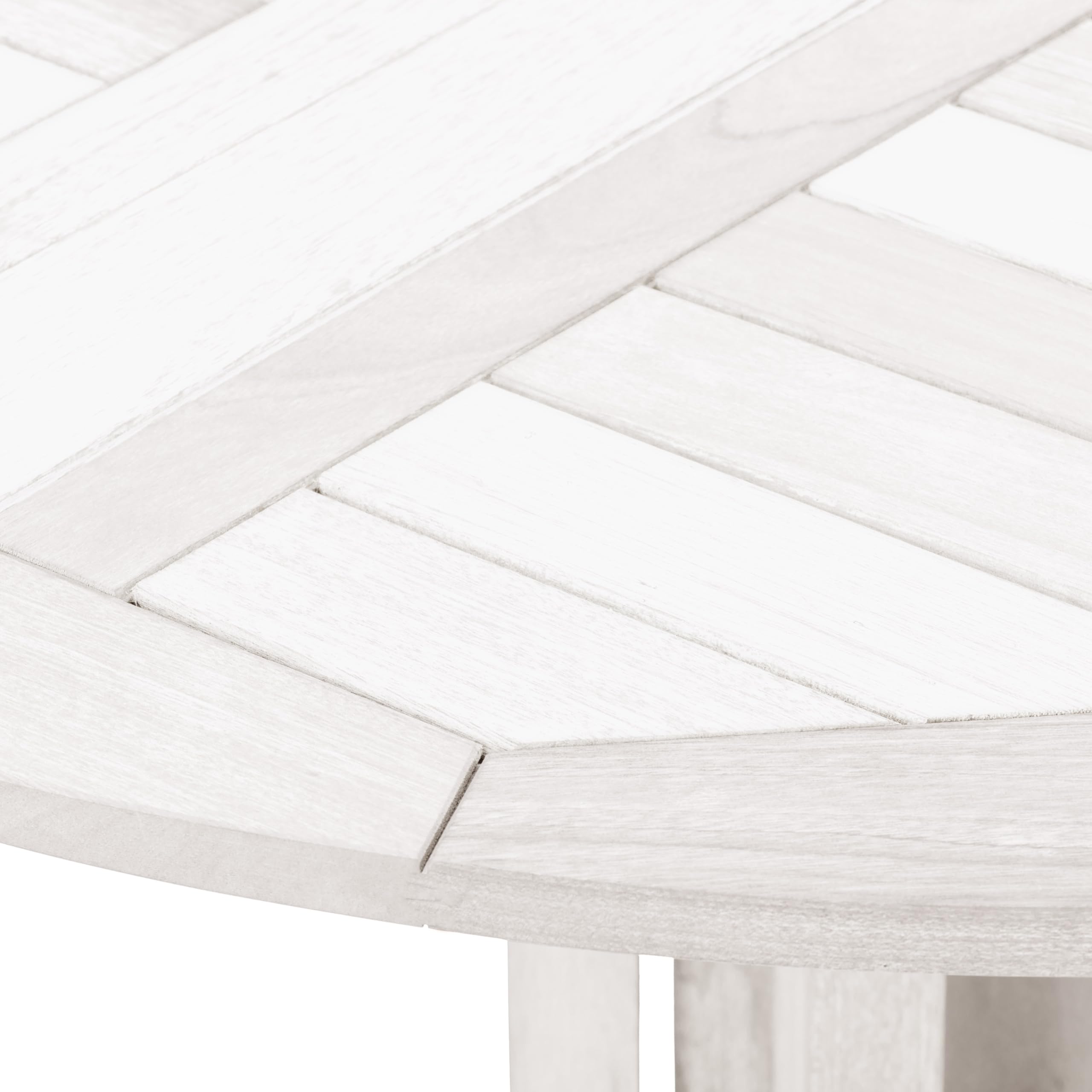 CorLiving Miramar White Washed Solid Wood Outdoor Round Drop Leaf Dining Table - Patio, Garden, Deck Furniture for Small Spaces - Perfect for Outdoor Entertaining and Dining Al Fresco