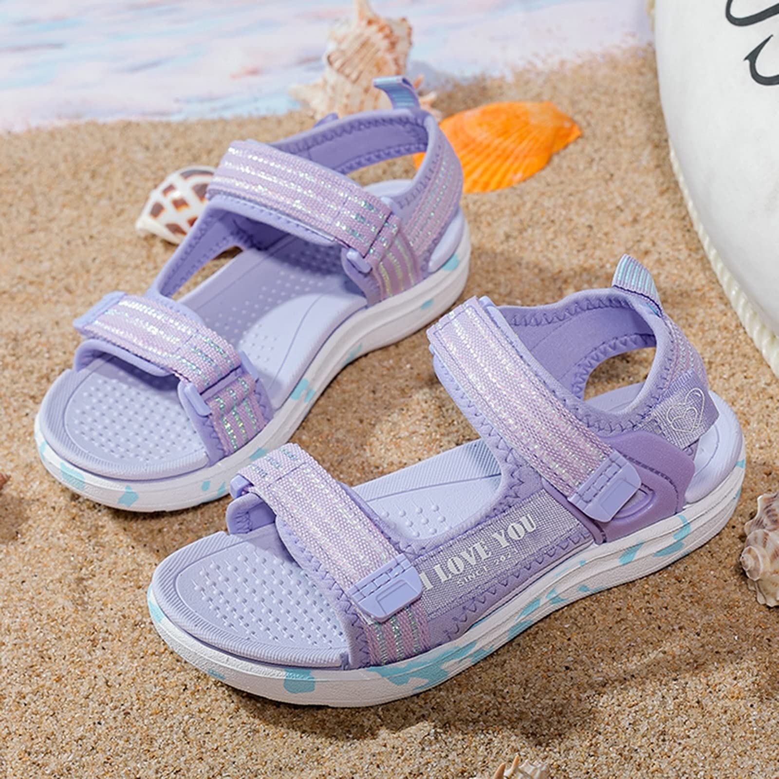 **Kids Beach Sandals for Girls - Soft Sole Lightweight Flat Sandals for Big Kids - Perfect for Summer, Pool, and Outdoor Play**