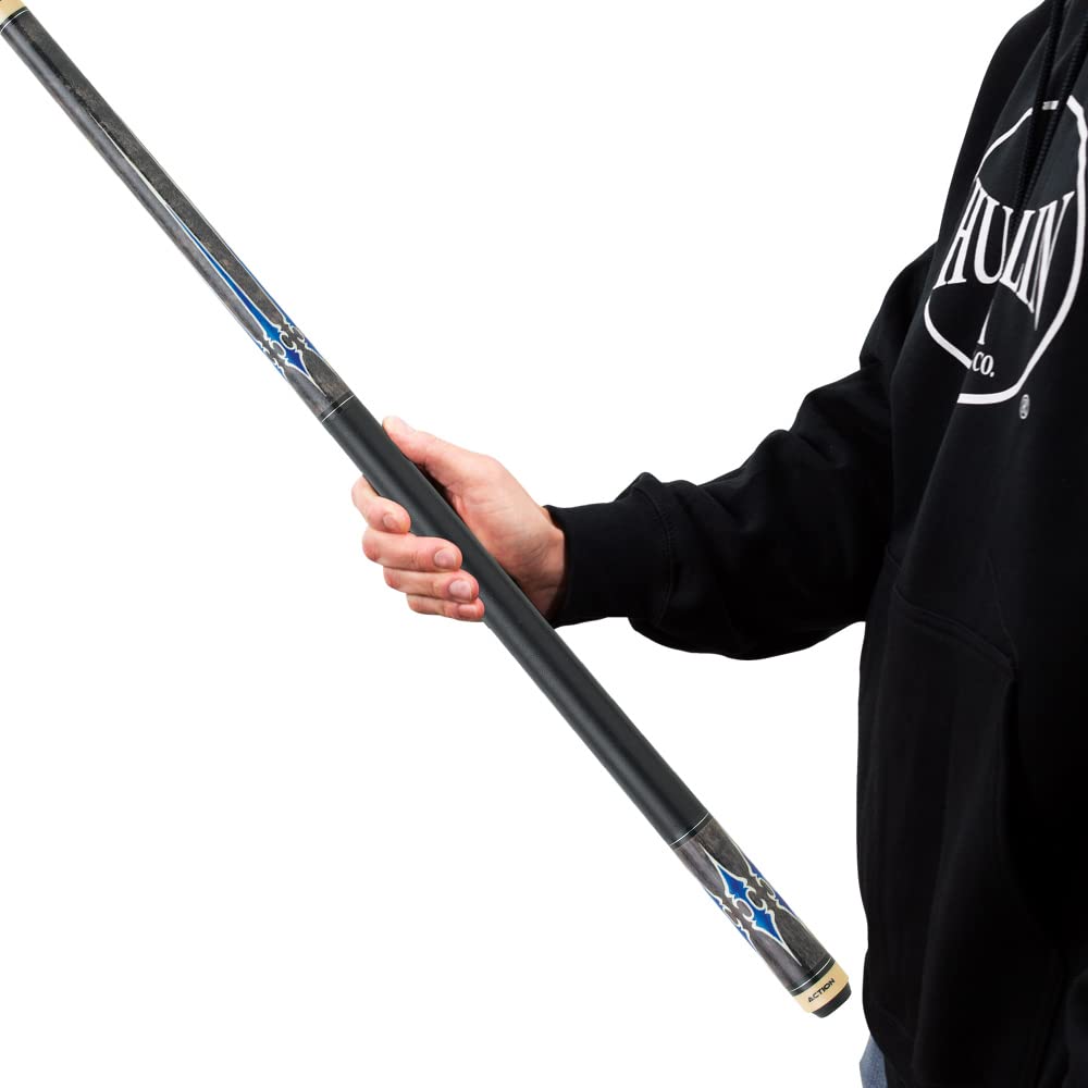 Premium Action Exotic Billiards Pool Cue Stick - Professional Grey with Blue Design for Enhanced Grip & Control | Perfect for Tournaments, Home Game Rooms & Bars