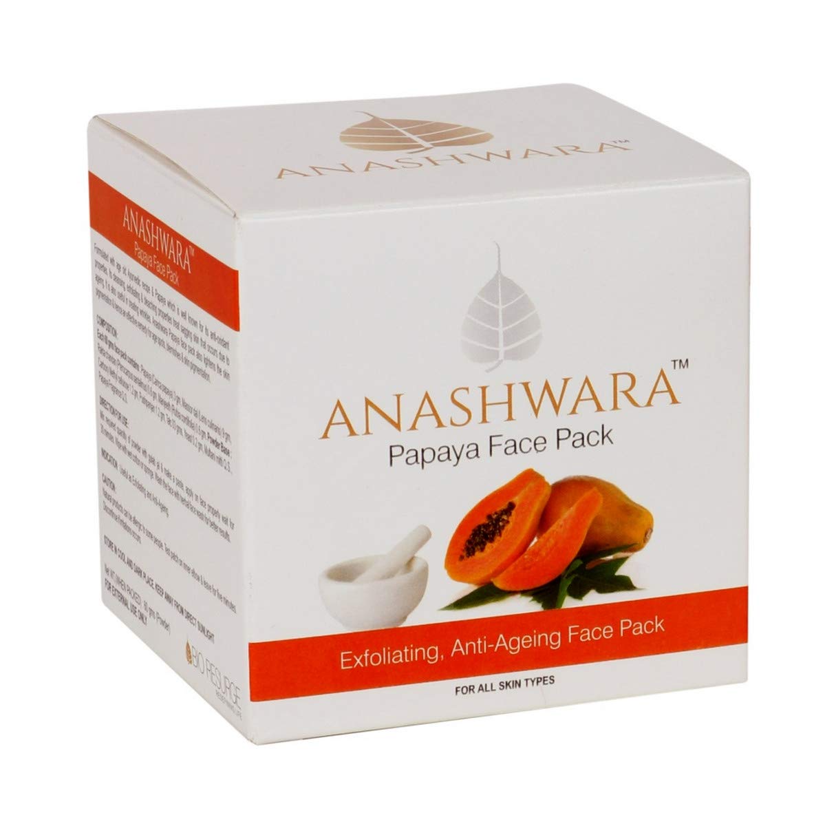 BIO RESURGE LIFE Anashwara Papaya Face Mask - Anti-Aging Wrinkle & Dark Spot Treatment, Brightening & Exfoliating, 60g - Perfect for Daily Skincare Routine & Glowing Complexion