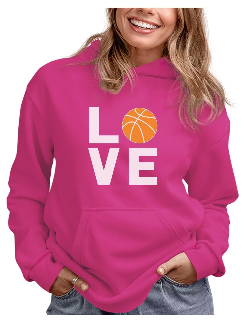 Tstars Love Basketball Hoodie for Women & Teen Girls - Coaches, Fans & Players Gift - Soft & Comfortable Sweatshirt - Perfect for Game Day, Practice & Casual Wear