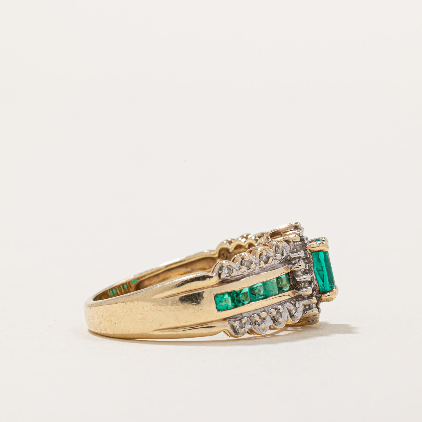 Exquisite 0.50ctw Synthetic Emerald & 0.15ctw Diamond Ring - Size 6.75 | Elegant Birthstone Jewelry for Women | Perfect for Anniversaries, Engagements & Special Occasions