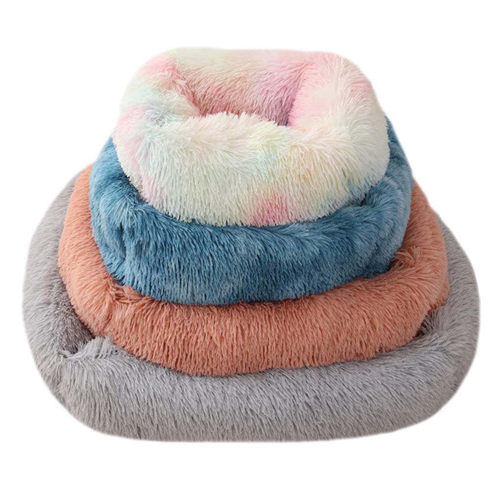 La La Pet® Donut Dog & Cat Bed - Cozy Cave Burrow Bed with Self-Warming Technology for Small to Medium Pets - Soft Plush Calming Cuddler for Improved Sleep - Perfect for Anxiety Relief & Winter Warmth (Blue)