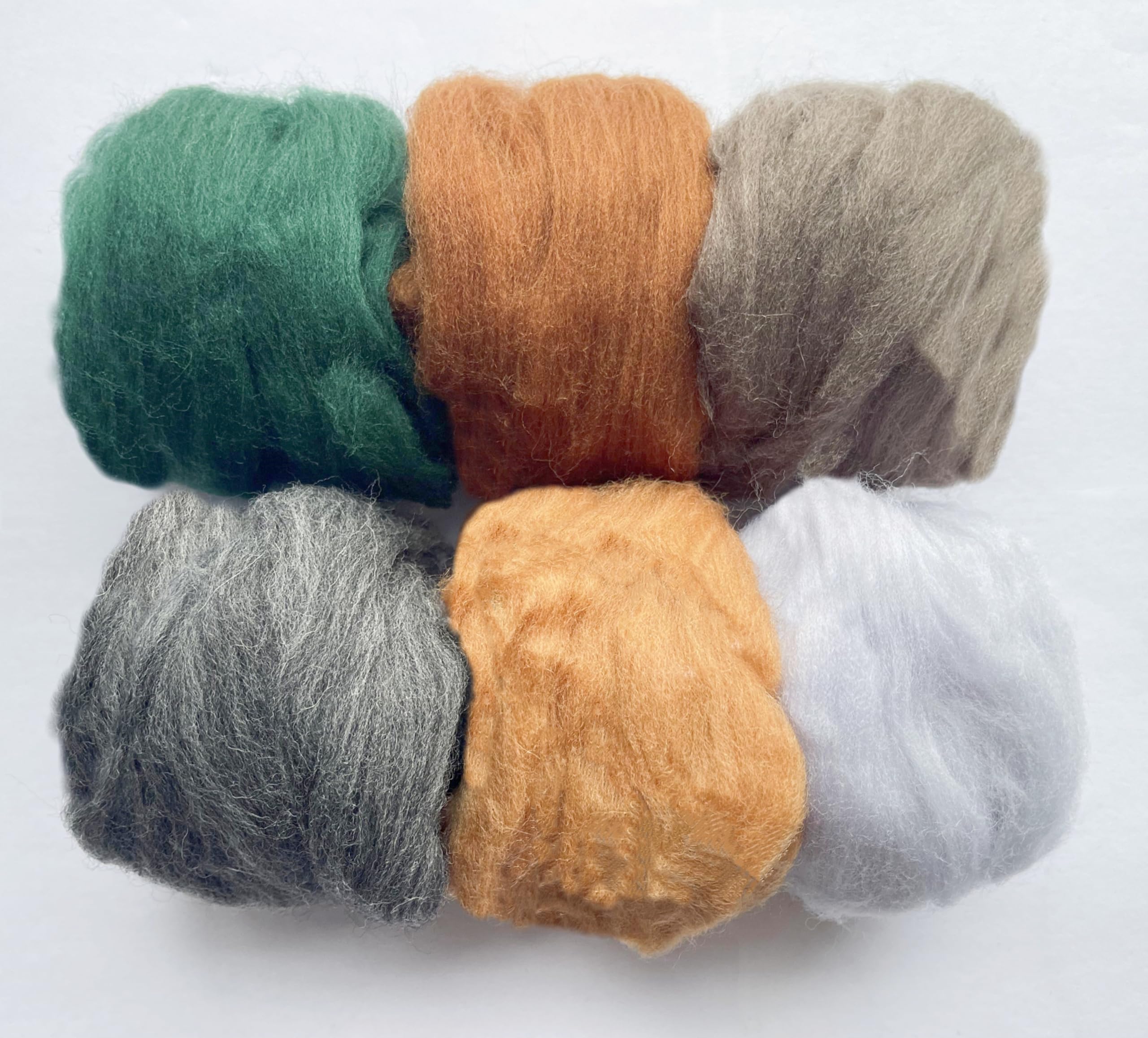 T.F GHG Needle Felting Wool Roving Kit - 6 Colors (10G/Color, 60G Total) 100% Natural Wool for DIY Felting, Needlecrafts, Yarn Crafts - Perfect for Beginners, Seasonal Decor & Handmade Gift Making