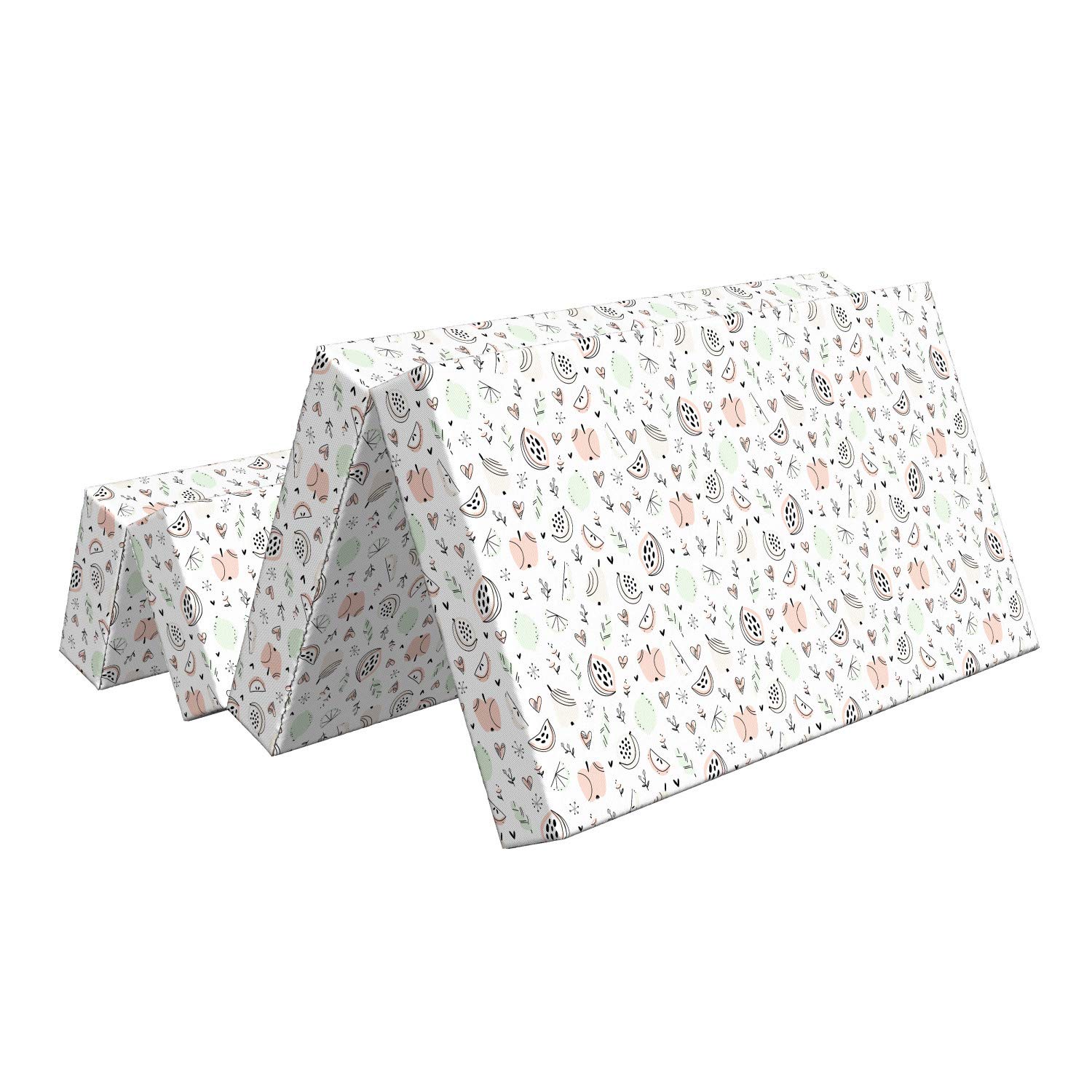 Ambesonne Fruit Print Foldable Mattress - Soft Toned Apples & Lemons Design, 78.7