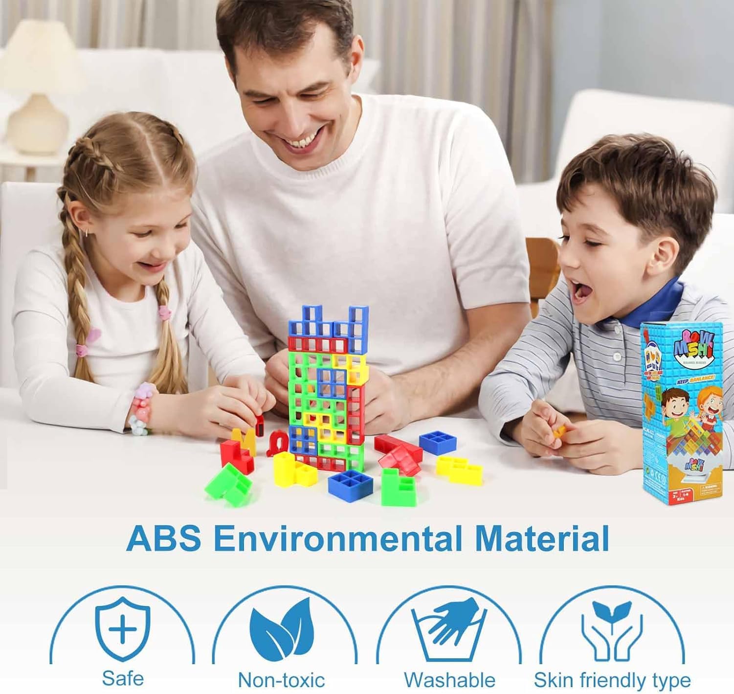Stacking Balance Game for Kids & Adults - 48PCS Team Building Toy for Family Fun
