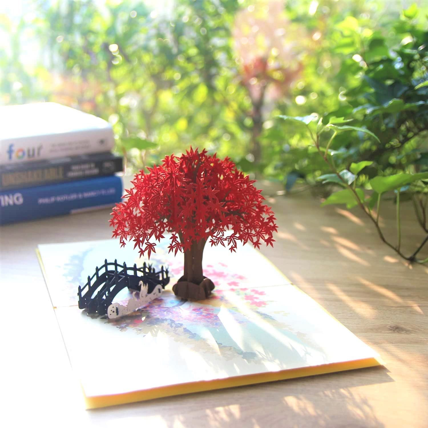 Romantic Red Maple Tree Pop Up Card - Valentine's Day, Anniversary, Wedding & Birthday Greeting Card for Couples, Women, Girlfriend, Husband | Japanese-Inspired Design for Special Occasions & Memorable Gifts