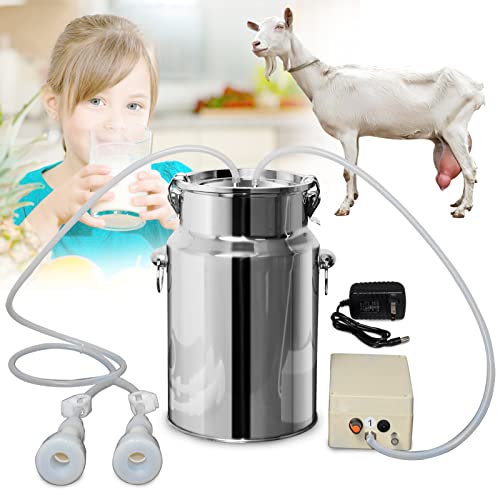 Electric Goat Milking Machine 7L - Automatic Milker with Adjustable Vacuum Pump & Portable Stainless Steel Bucket for Dairy Goats - Perfect for Small Farms, Homesteads, and Livestock Care