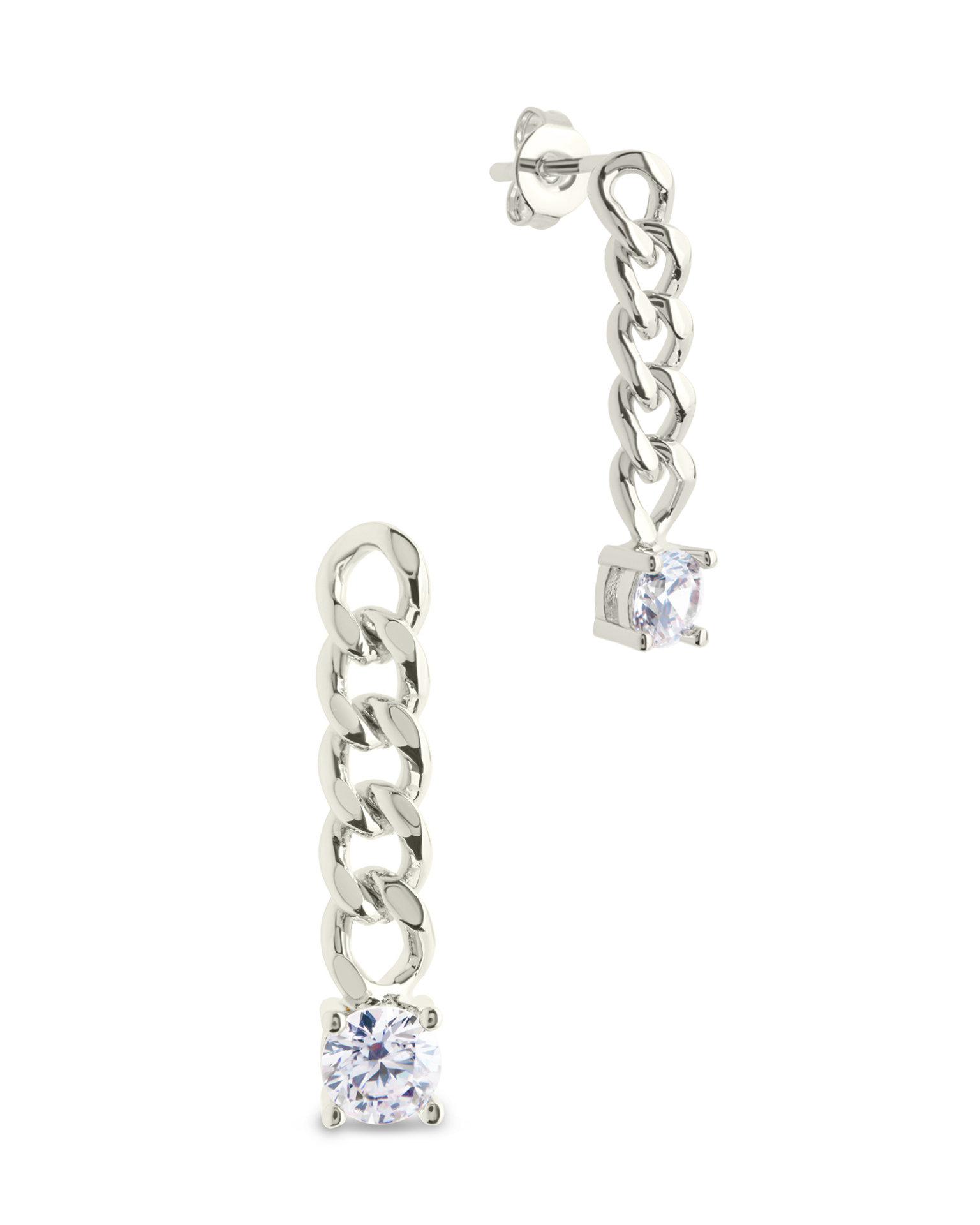 Phoebe CZ Chain Link Drop Stud Earrings for Women - Elegant Cubic Zirconia Dangle Earrings for Party, Wedding & Everyday Wear