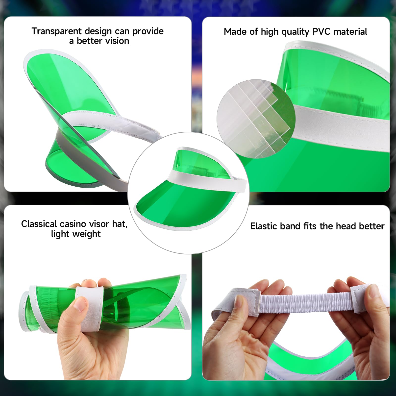 GSE Casino Poker Dealer Visor - Unisex Bingo & Card Game Hat for Men & Women - Adjustable Beach Golf Visor for Casino Nights, Bingo Parties & Outdoor Sports
