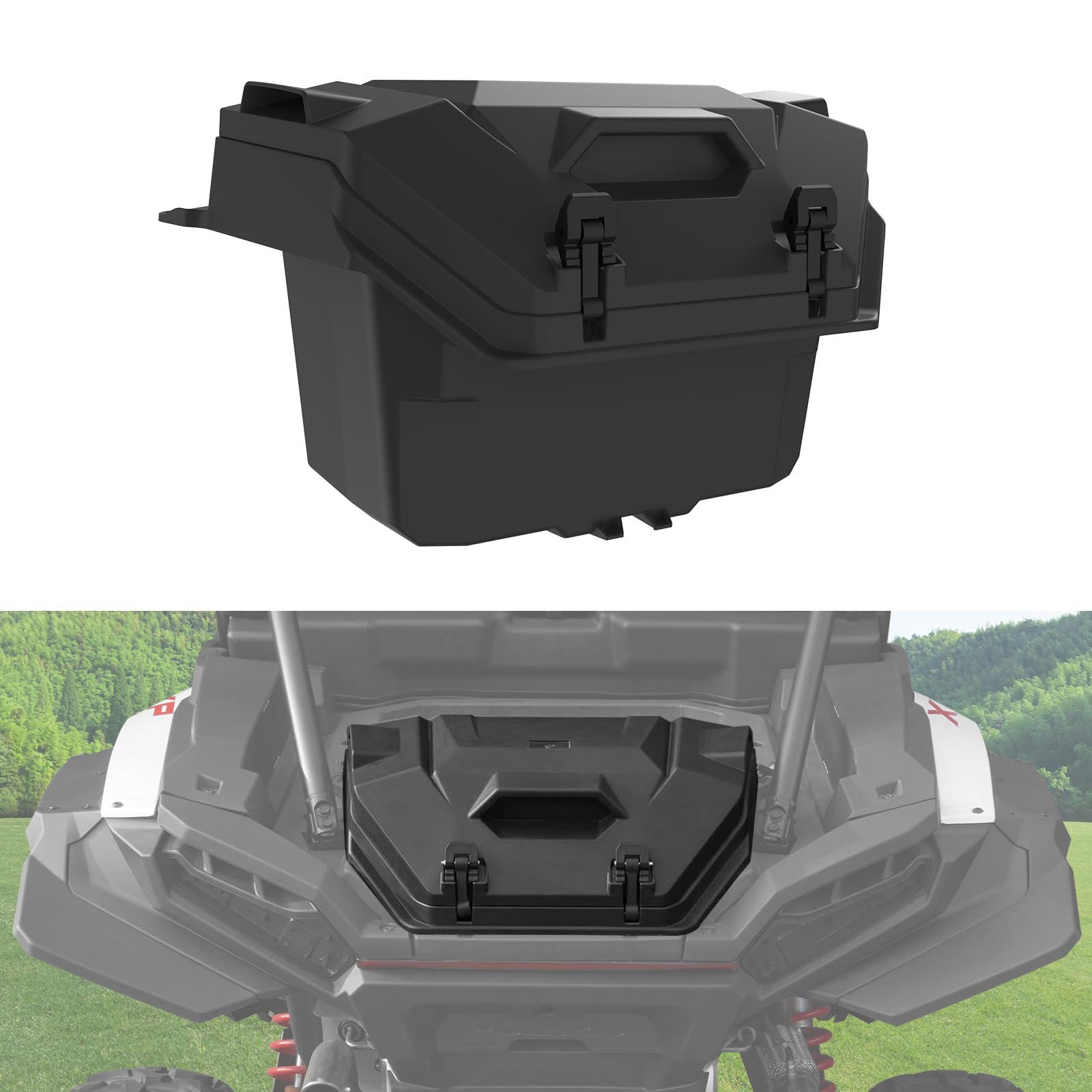 2024 Polaris RZR XP 1000 Rear Cargo Storage Box - 55 QT Durable Trunk Bin for UTV Accessories (Fits XP 1000/XP 4 1000) - OEM #2884525 Replacement - Black - Perfect for Off-Road Adventures & Gear Organization