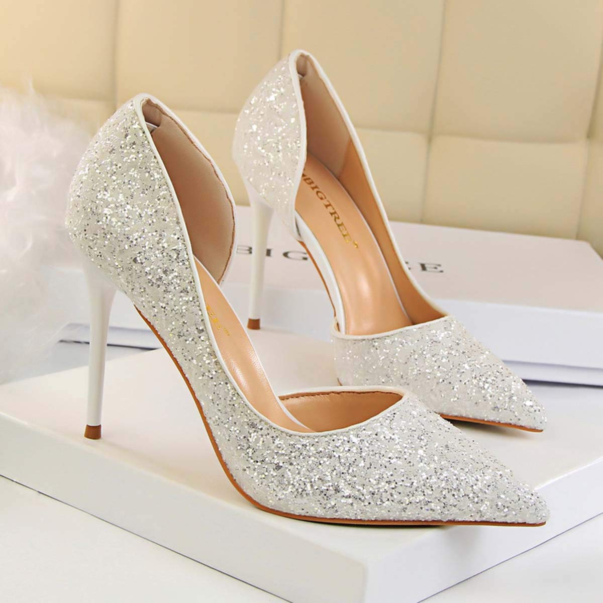 JOEupin Women's Stiletto High Heel Pumps - Sexy Pointed Toe Dress Shoes for Weddings, Parties & Evening Events | Comfortable Semi-Open Design for Women's Formal Occasions