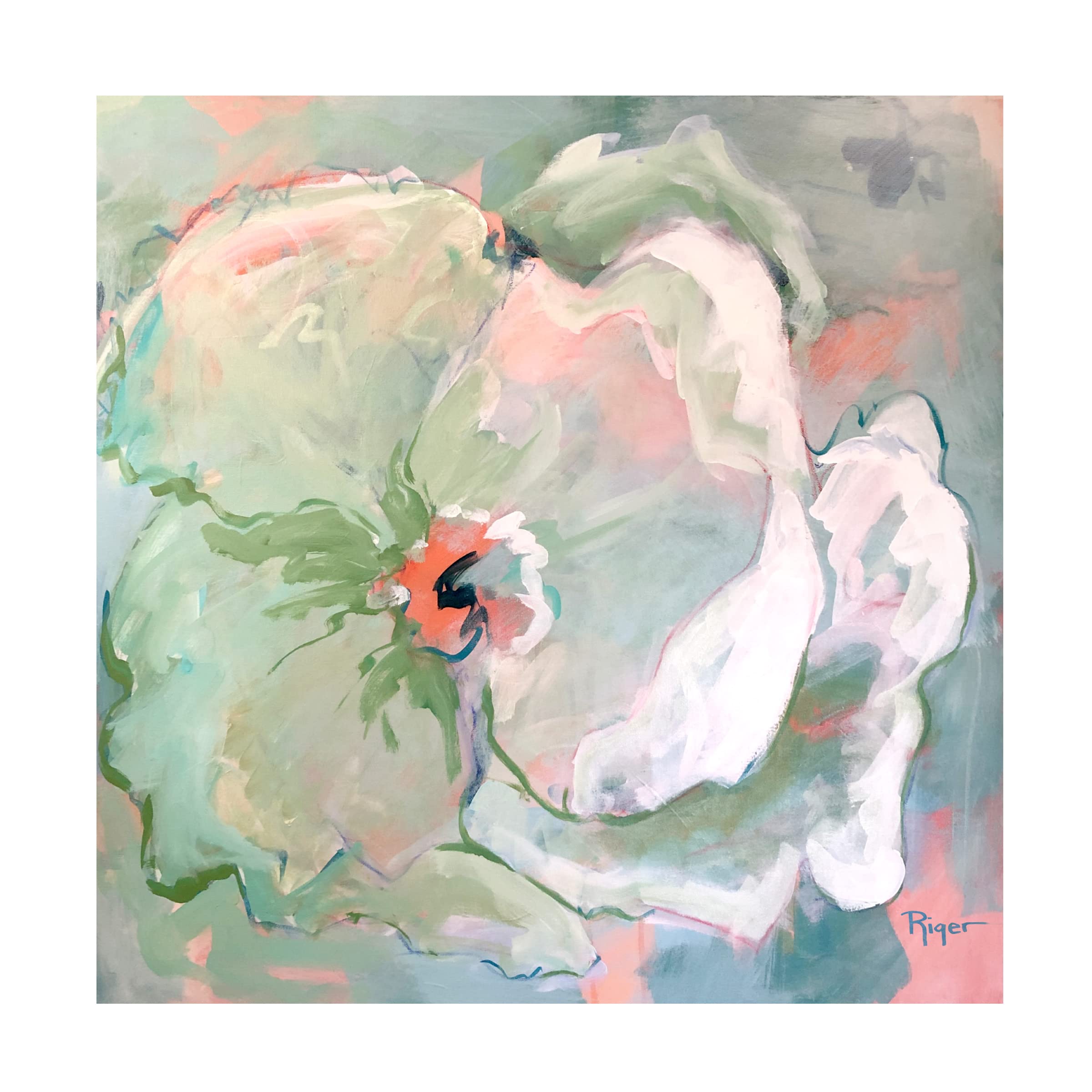 Trademark Fine Art 'Contemporary Floral II' Canvas Wall Art by Sue Riger - Modern Botanical Painting for Living Room, Bedroom & Office Decor