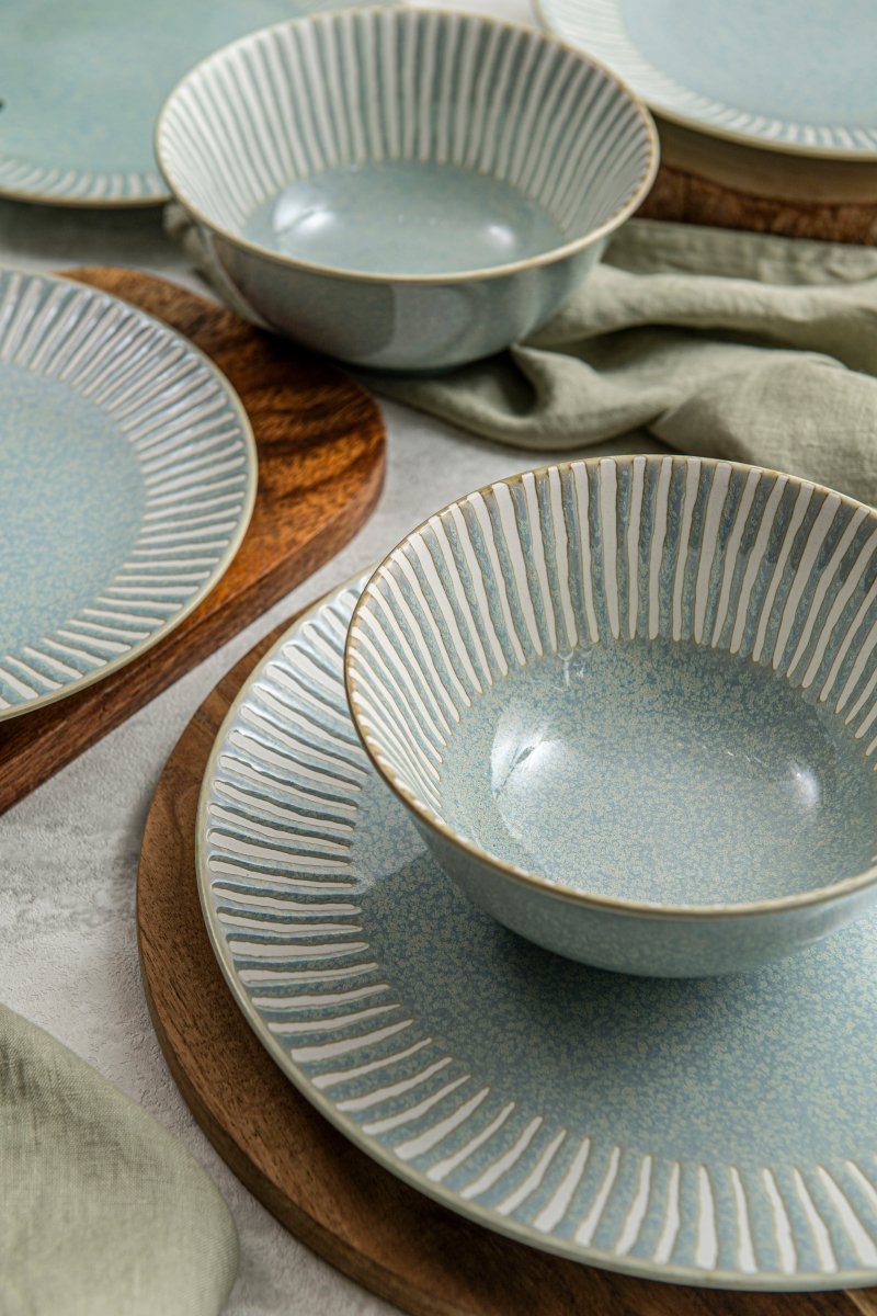 12-Piece Ceramic Dinnerware Set - Plates & Bowls, Bali Breeze Design for Stylish Dining | Perfect for Everyday Meals, Dinner Parties & Home Decor