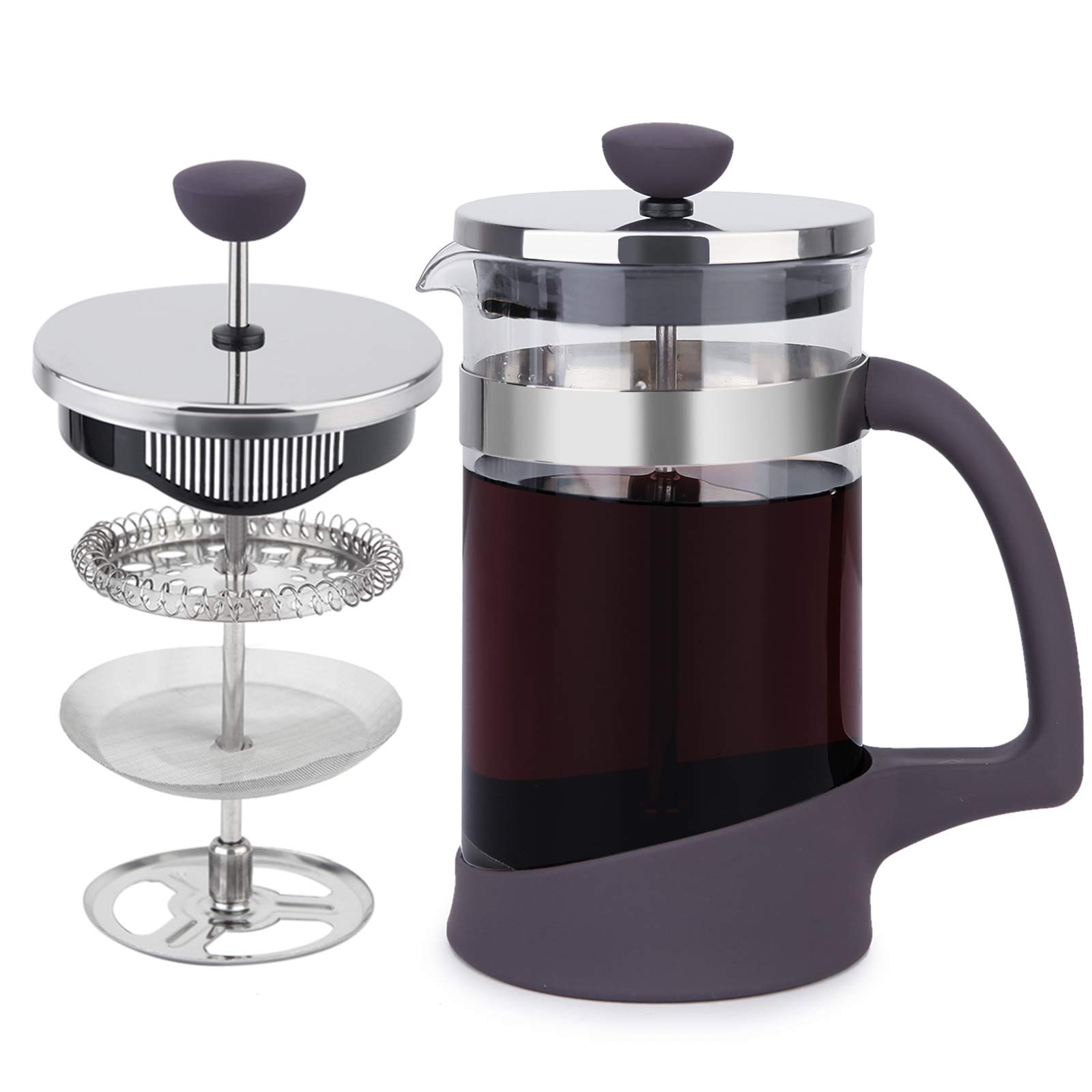 Premium French Press Coffee Maker - 21oz/600ML Stainless Steel Filter & 4 Extra Screens, Portable Glass Coffee & Tea Press for Home, Office, Camping & Travel - Perfect for Outdoor Adventures & Daily Brewing