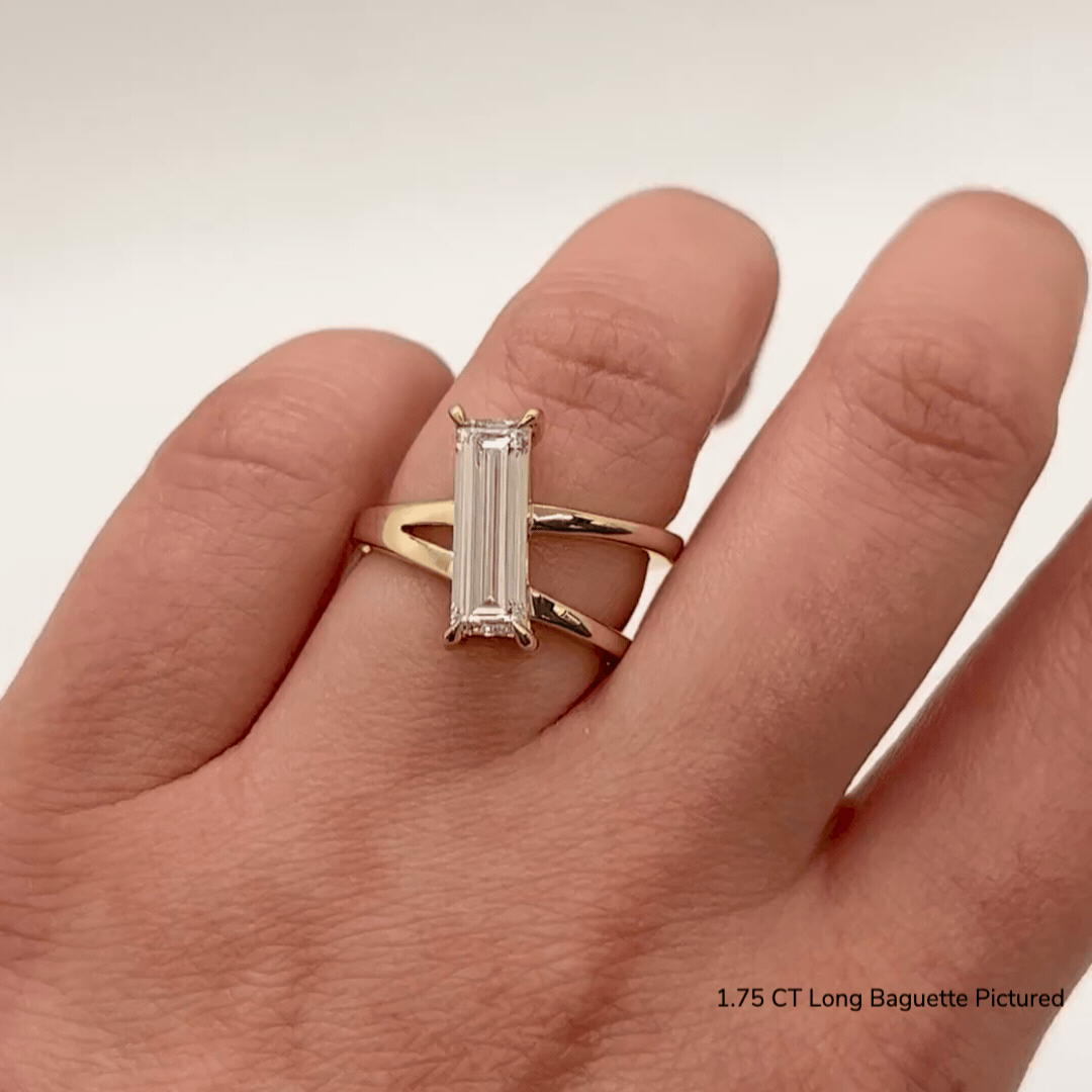 Elegant Long Baguette V Ring - Vintage Inspired Stackable Ring for Women - Perfect for Weddings, Anniversaries & Everyday Luxury Jewelry