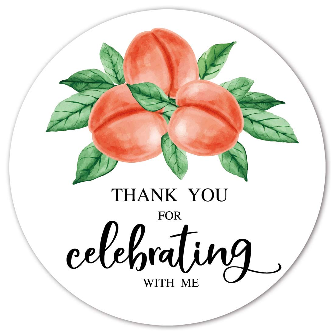 Peach Party Thank You Stickers - 40-Pack 2 Inch Birthday Party Favor Labels for Kids, Baby Shower & Wedding Decorations - Perfect for Gift Wrapping, Scrapbooking & DIY Crafts