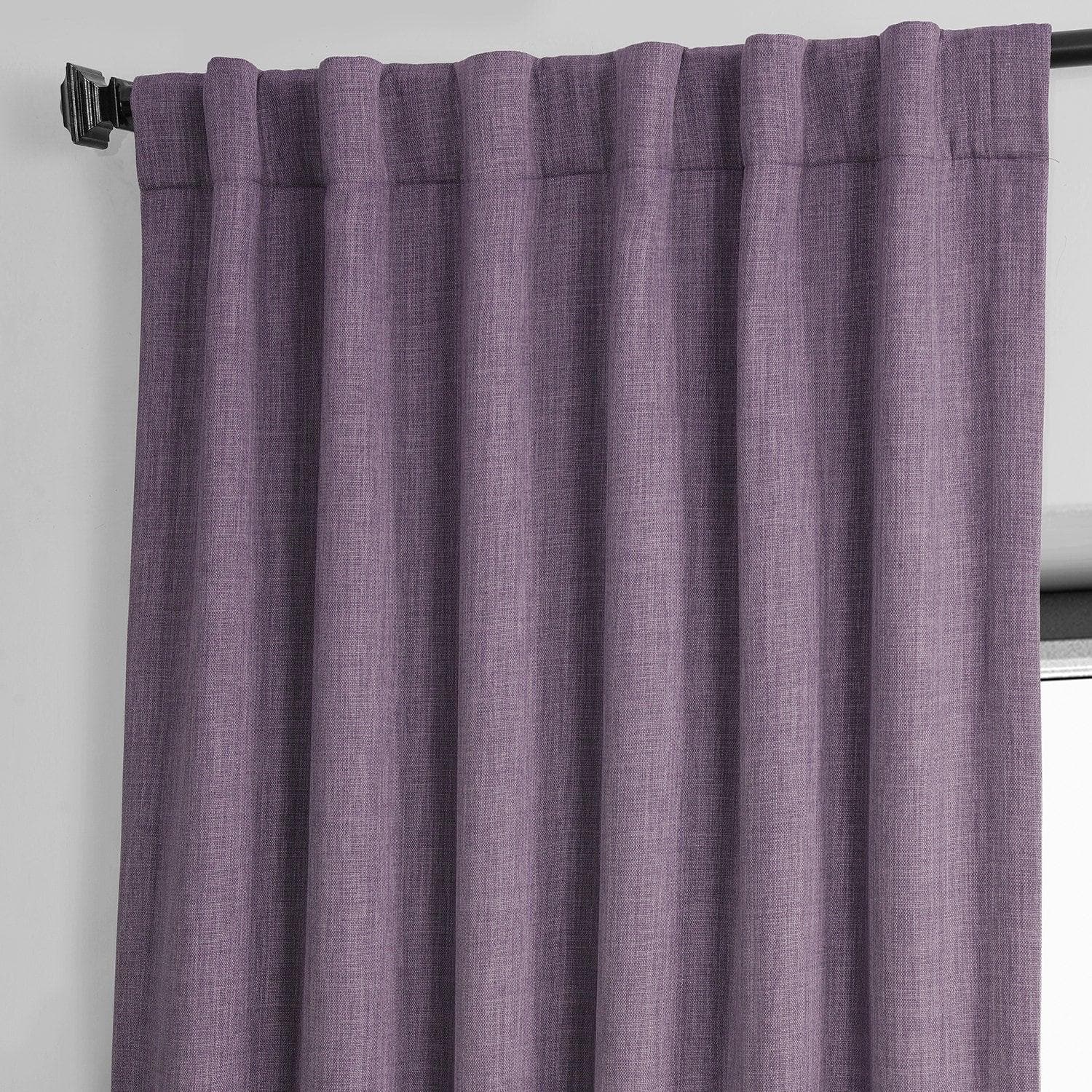 Iris Textured Faux Linen Blackout Curtains for Bedroom - Light Blocking Window Drapes for Home, Nursery & Office (Set of 2 Panels)