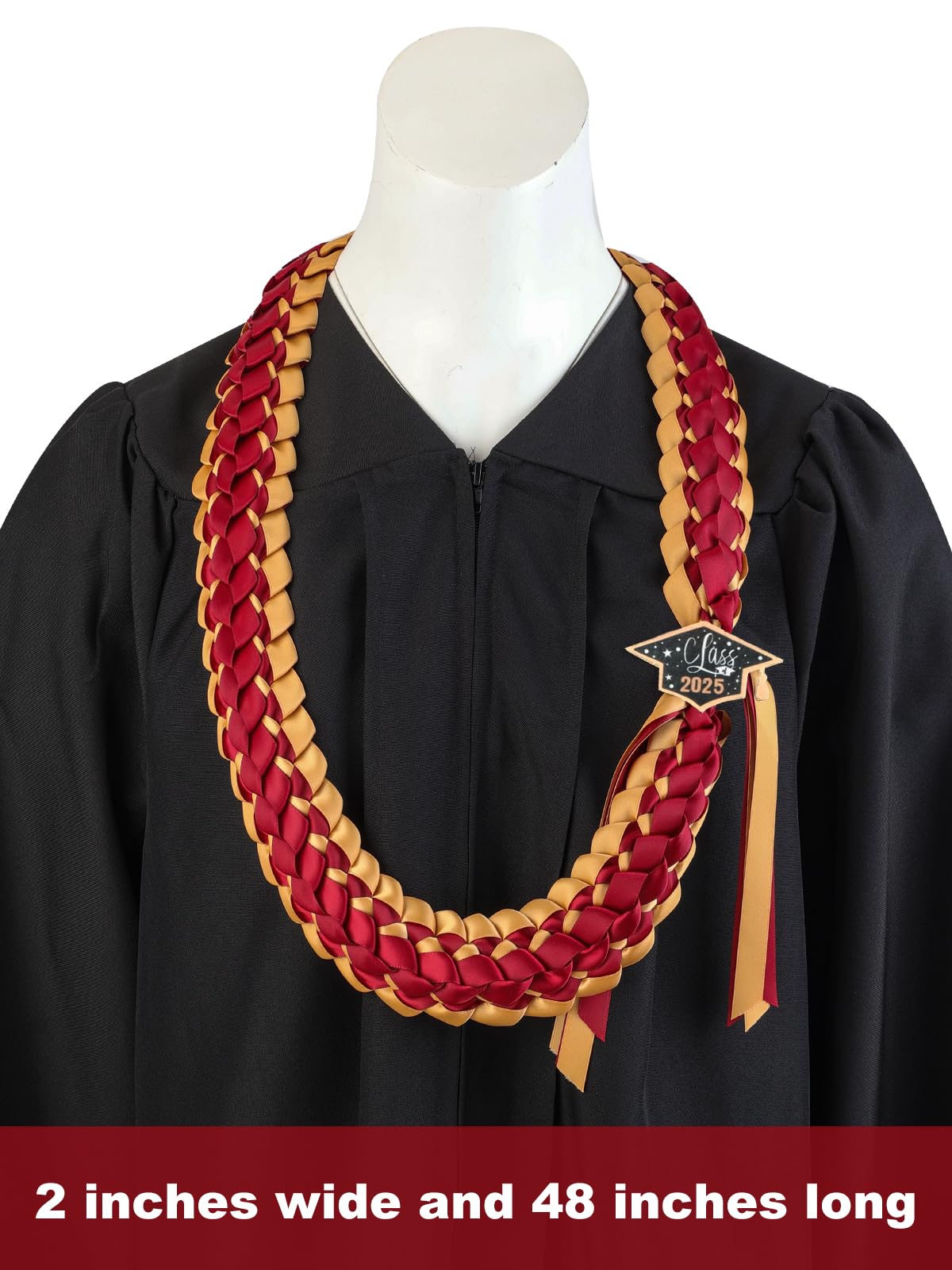 TFTAFAN Class of 2025 Graduation Lei - Braided Ribbon Necklace for Graduation Party | Hawaiian Style Leis for Women & Men | Perfect Graduation Gift for High School & College Ceremonies