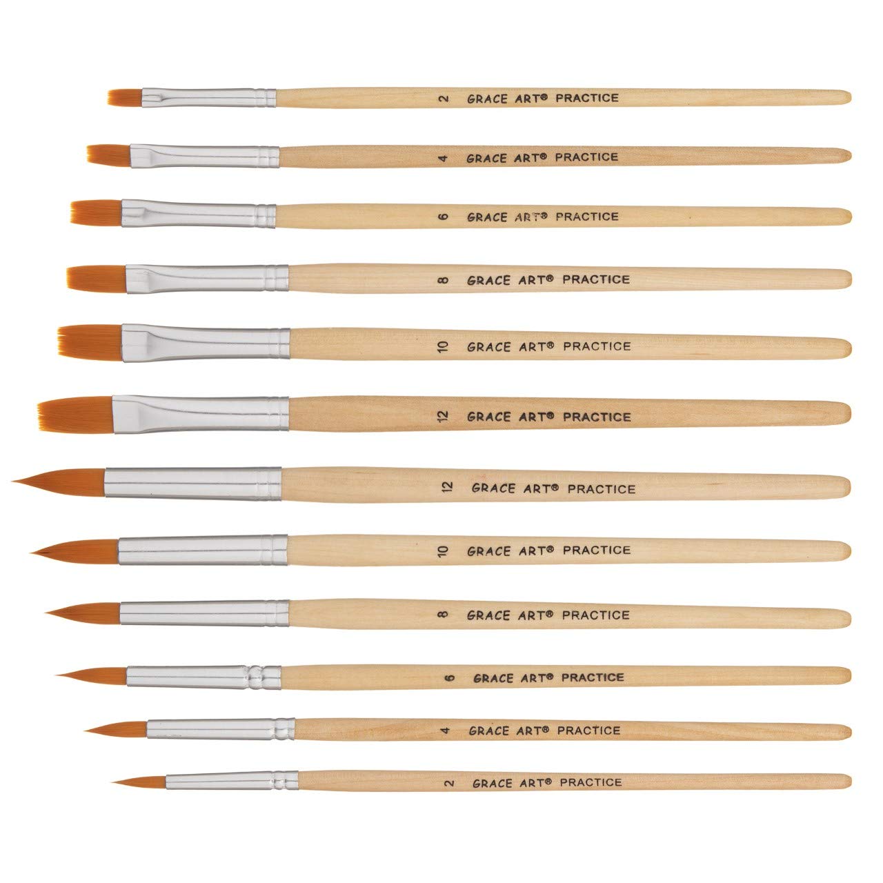 Grace Art WS12 Professional Watercolor Brush Set - 12 Piece Artist Paint Brushes for Watercolor, Acrylic & Gouache - Perfect for Beginners, Artists & Hobbyists - Ideal for Canvas, Paper & Mixed Media Art Projects