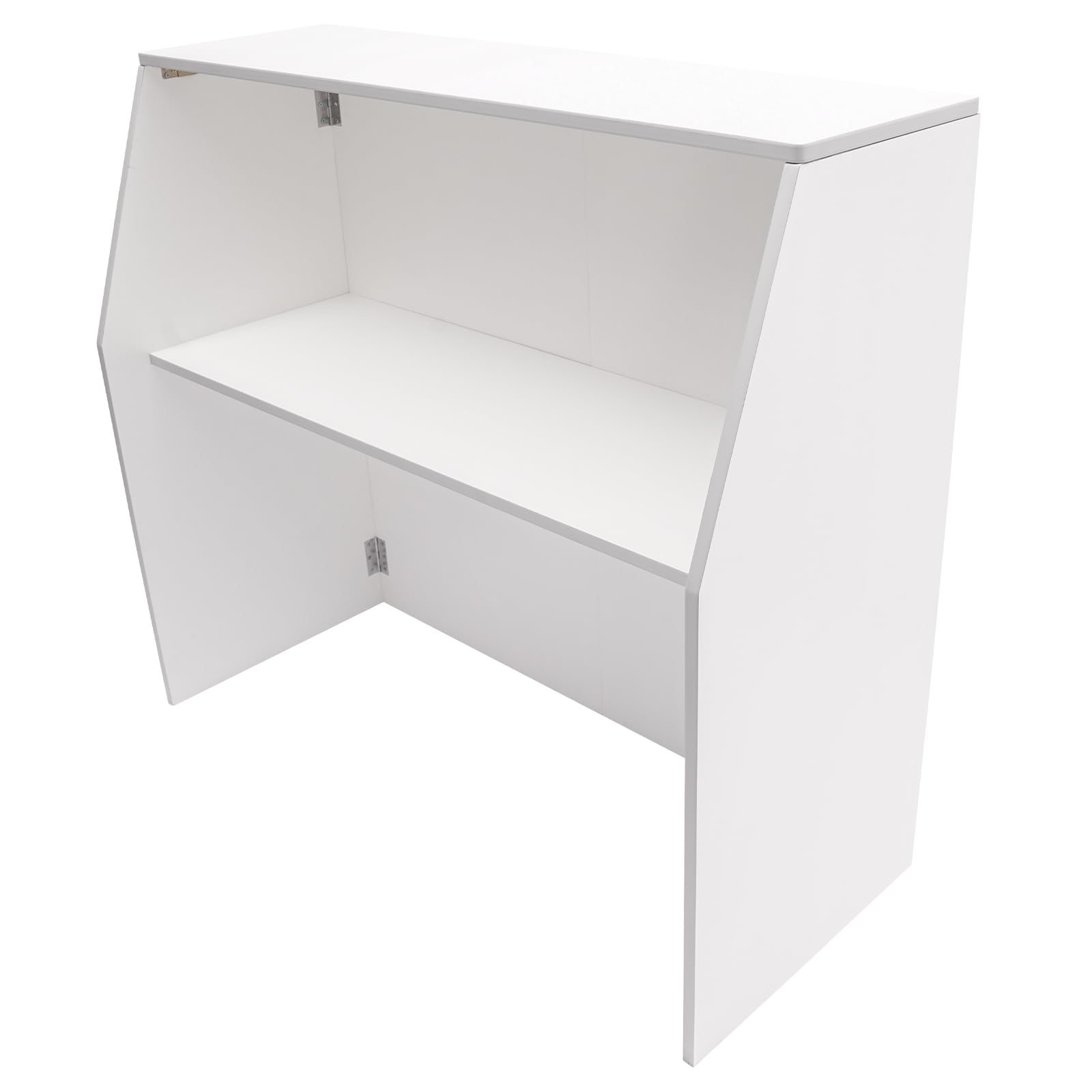 4' Folding Portable Bar with Shelves - White Laminate Bartender Table for Parties, Events & Home Use | Mobile Foldable Bar Cabinet Station for Indoor/Outdoor Gatherings