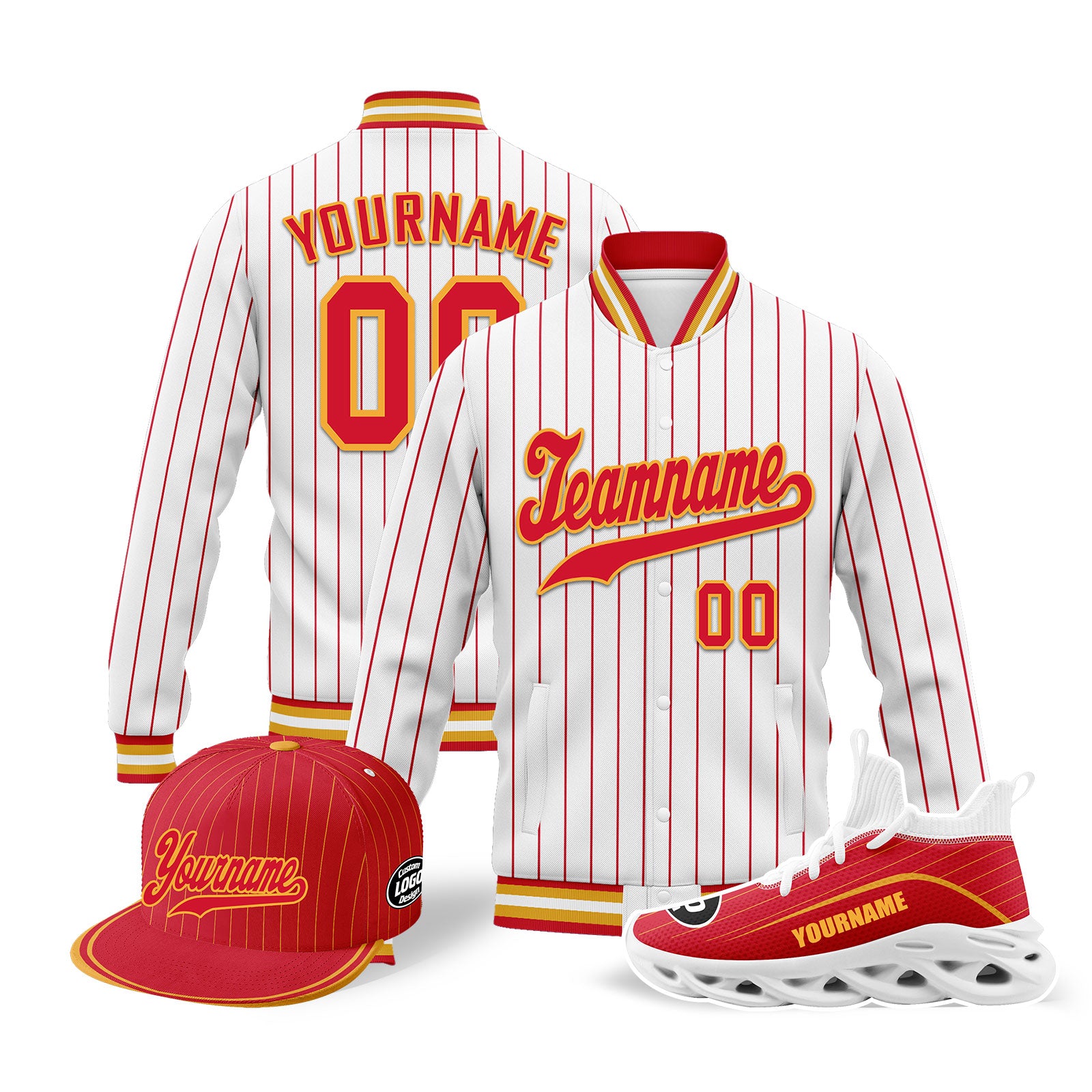 Custom Personalized Jacket, MaxSoul Shoes & Hat Combo Set - Trendy Matching Outfit for Men & Women | Perfect for Casual Wear, Street Fashion & Gift Giving