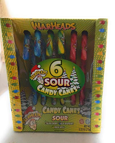 WARHEADS Sour Candy Canes - Extreme Sour Holiday Treats for Christmas Stockings & Party Favors
