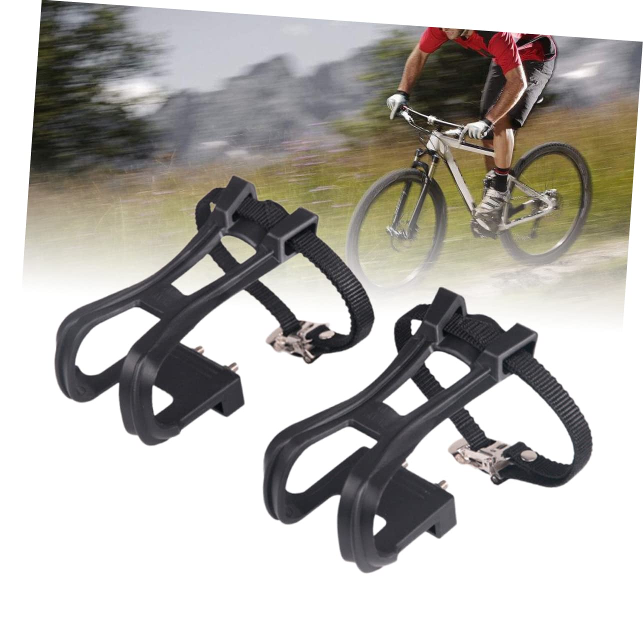 1 Pair Road Bike Clip Pedals - Lightweight Cycling Toe Clips for Secure Foot Lock - Perfect for Road Biking, Commuting & Indoor Cycling Training